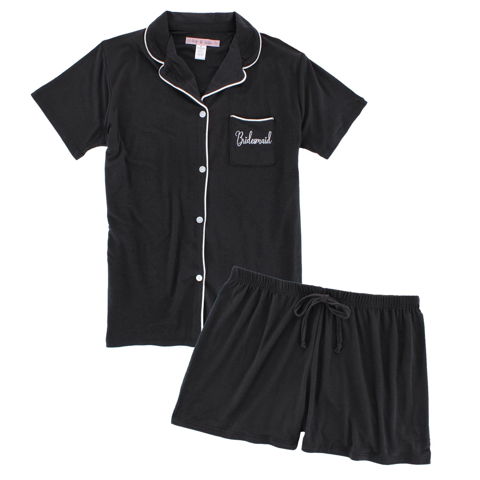 CTM Women's Bridesmaid Short Sleeve Pajama Set by Liz & Lilli