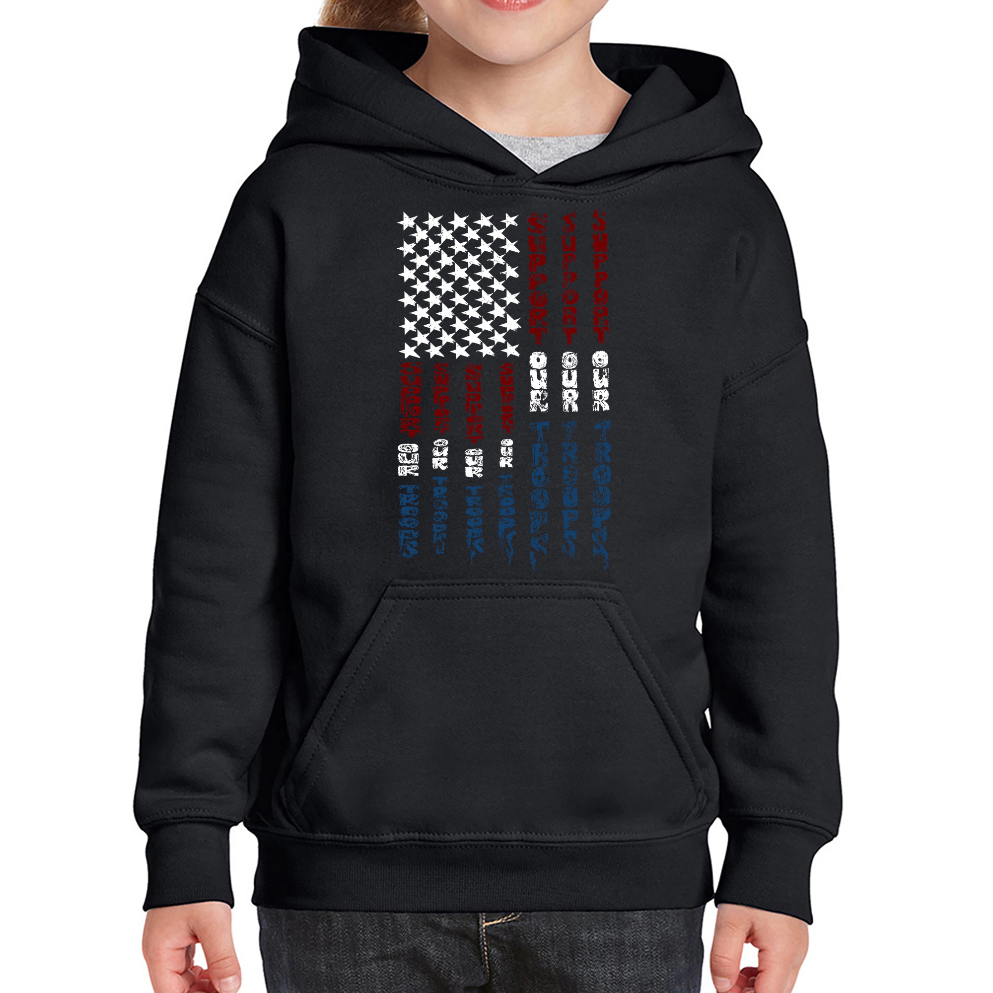 LA Pop Art Girls Word Hoodie - Support our Troops