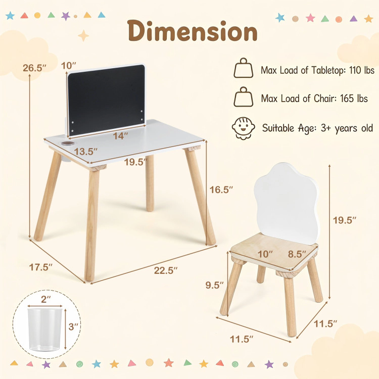 Hivvago Weaning Table And Chair Set With Chalkboard