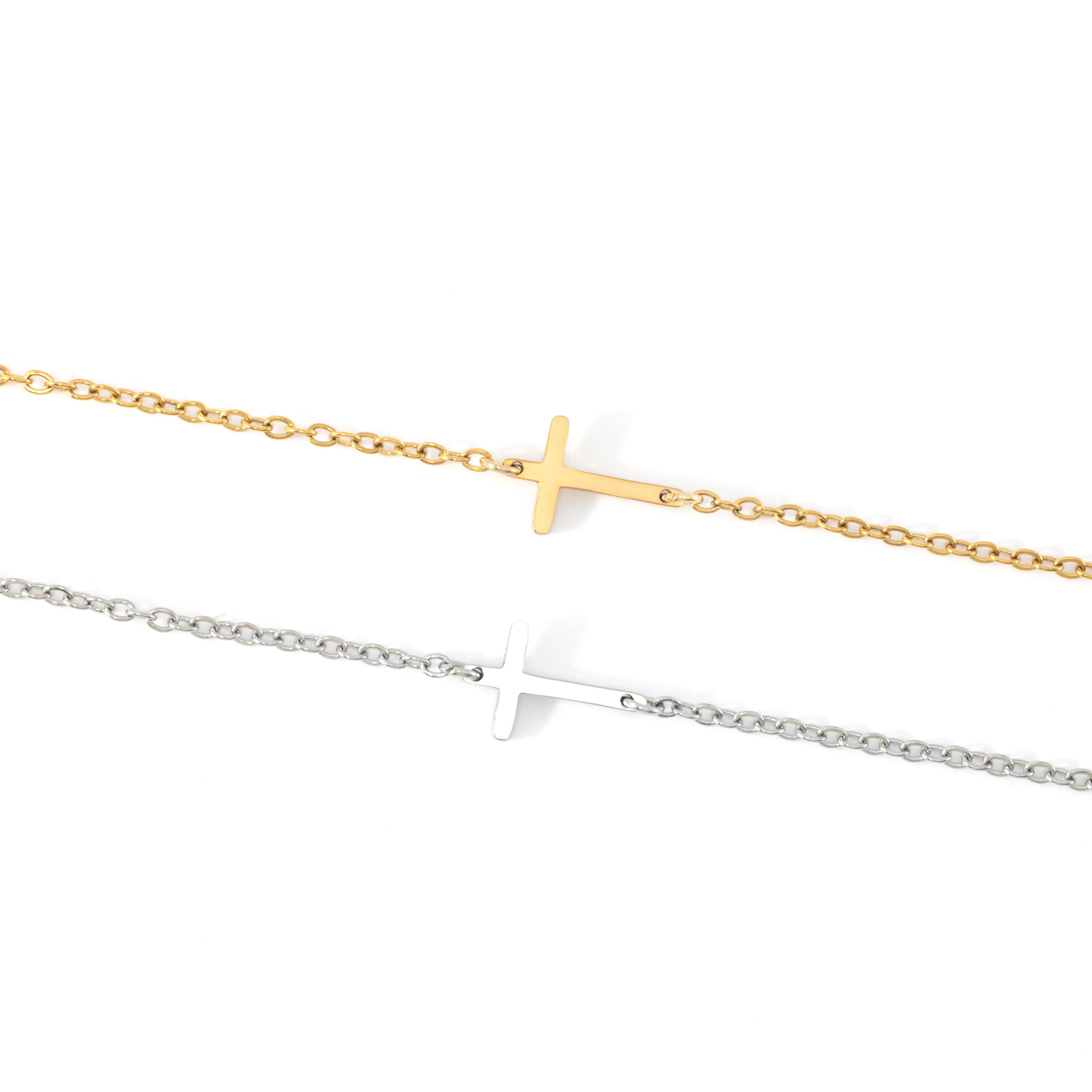 Mint & Lily Women's Dainty Sideways Cross Necklace