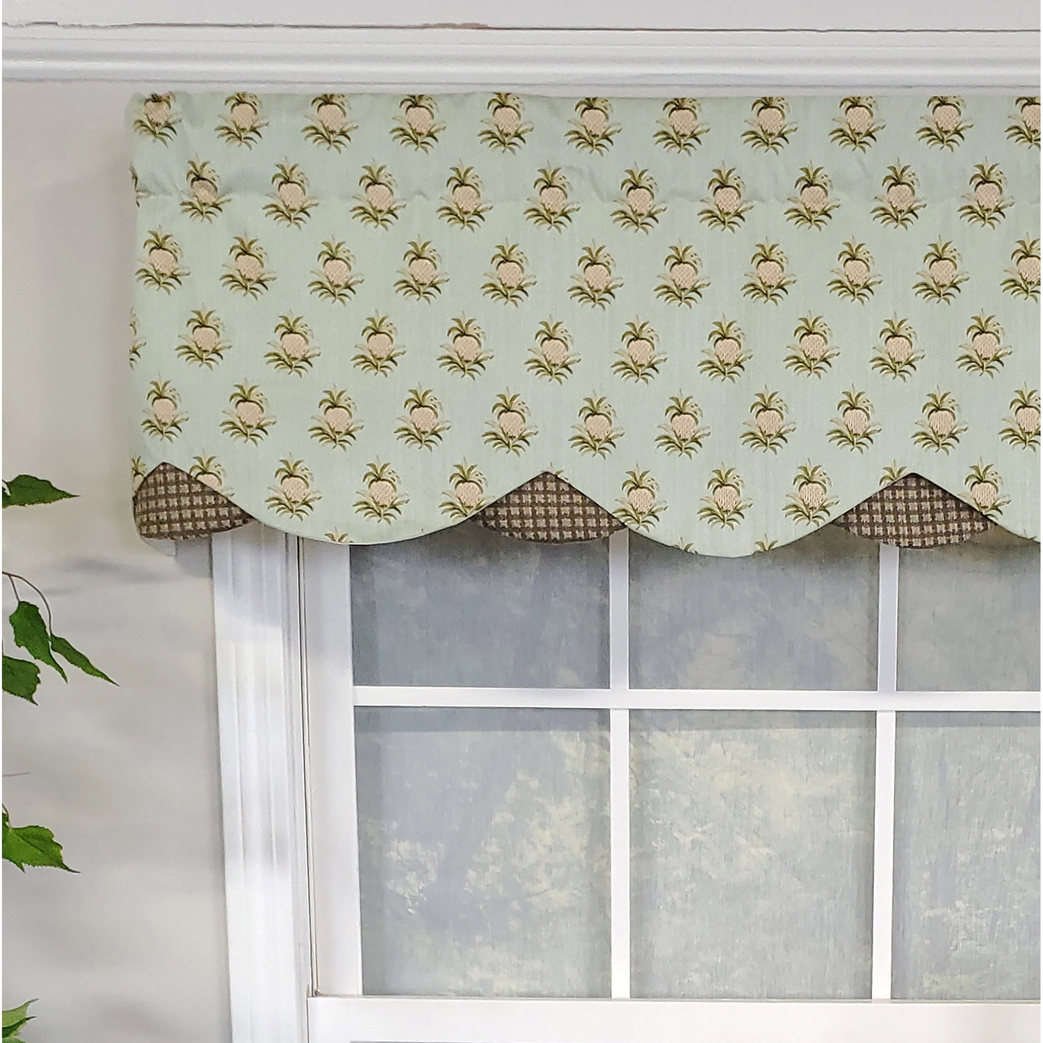 RLF Home 3" Rod Pocket High Quality Fabric Pineapple Field Petticoat Valance for Windows 50" x 15" Spa