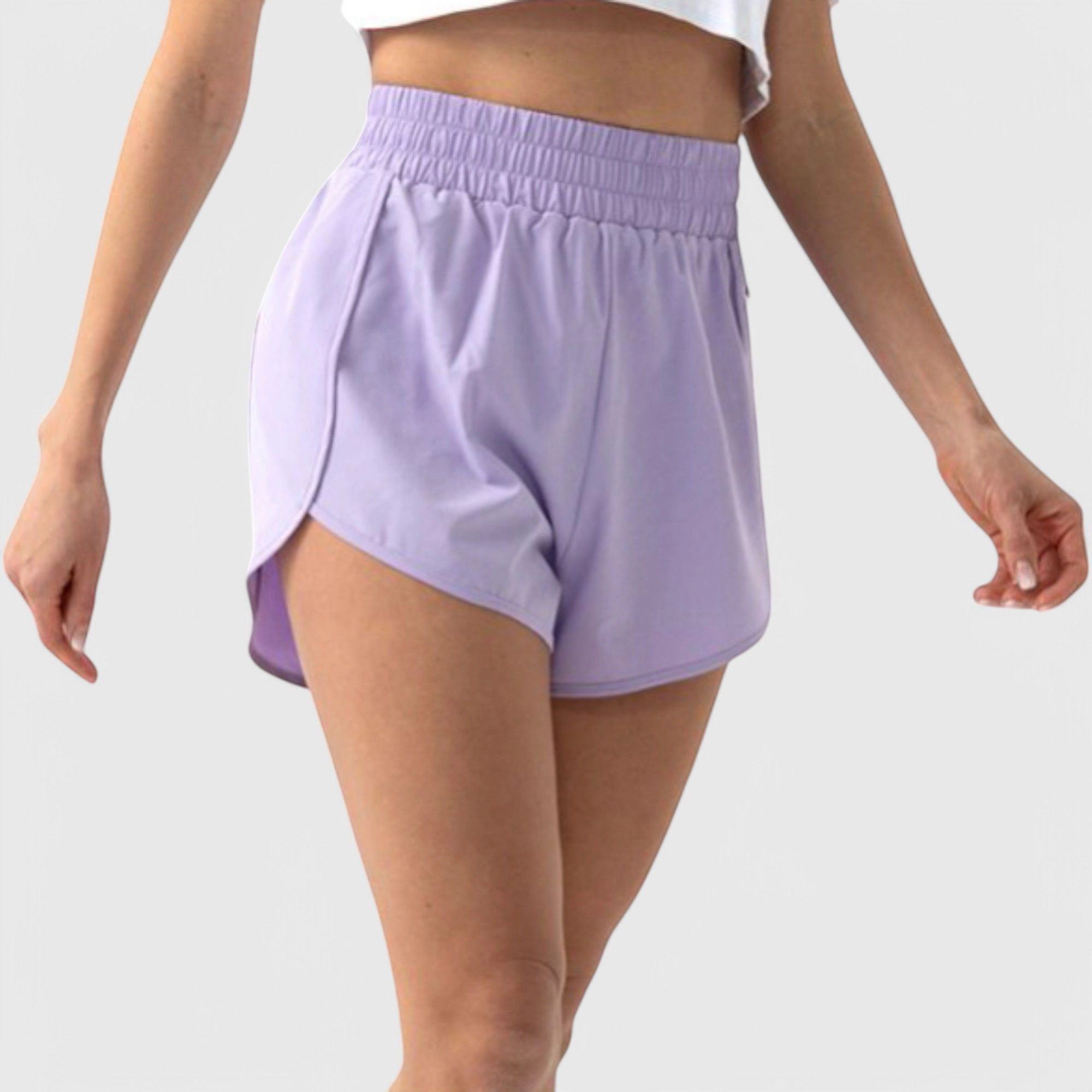 Anna-Kaci Women's High-Waist Athletic Running Shorts with Curved Hem