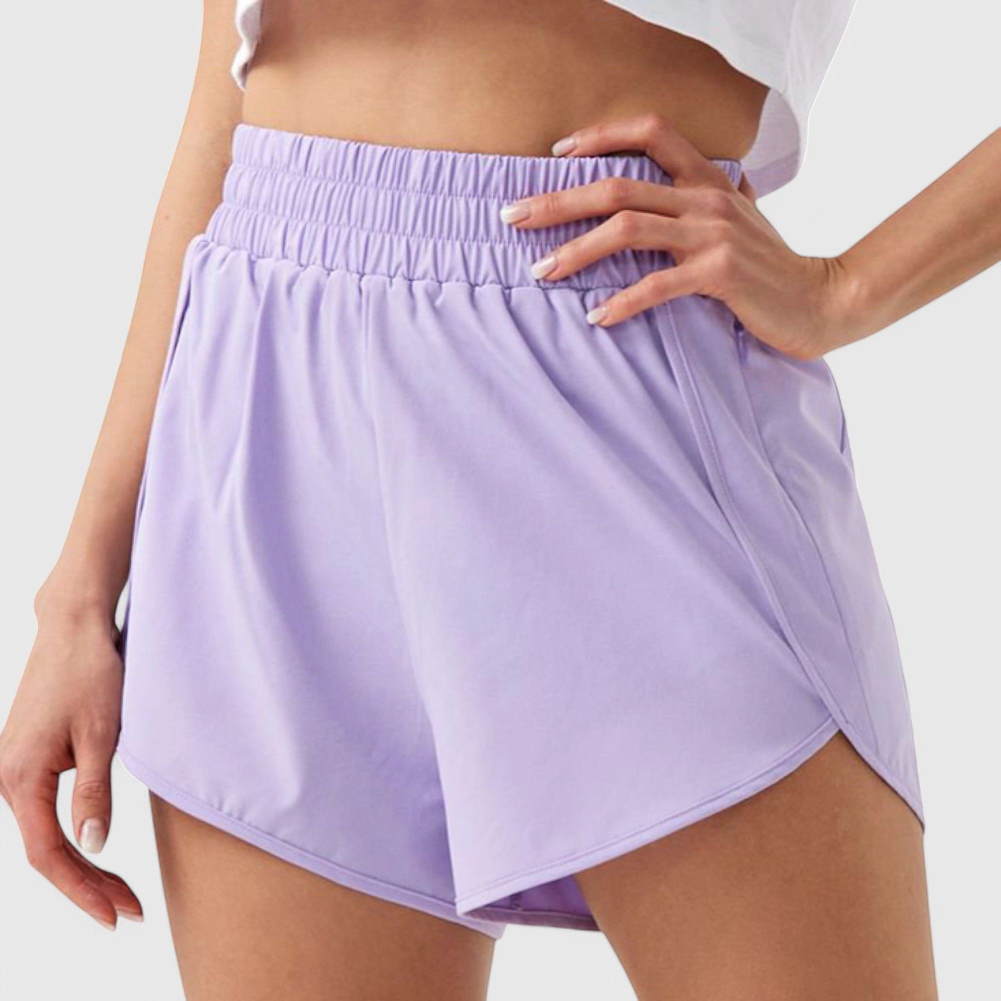 Anna-Kaci Women's High-Waist Athletic Running Shorts with Curved Hem