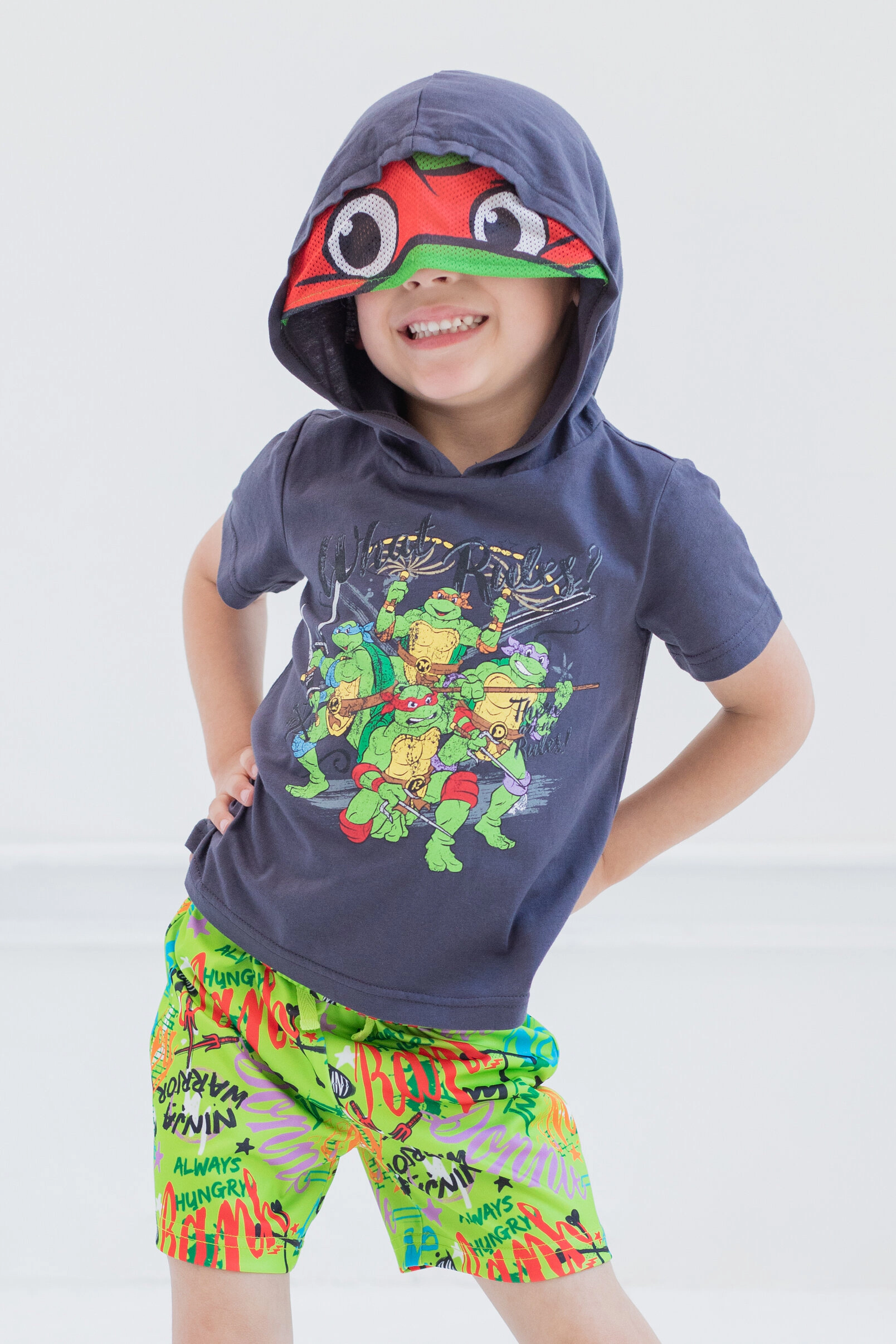 Teenage Mutant Ninja Turtles Boys' Cosplay Hooded Tee and Shorts Set
