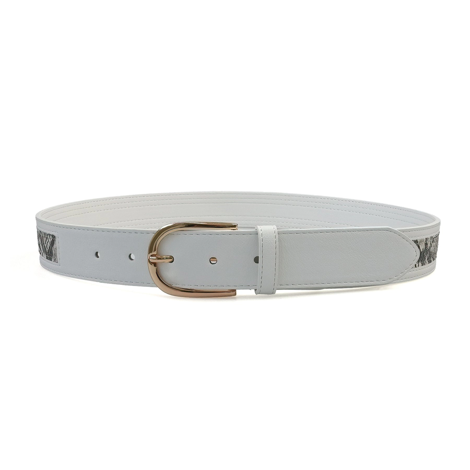 AGP PARIS White Dual Pattern Snake Print Women's Belt