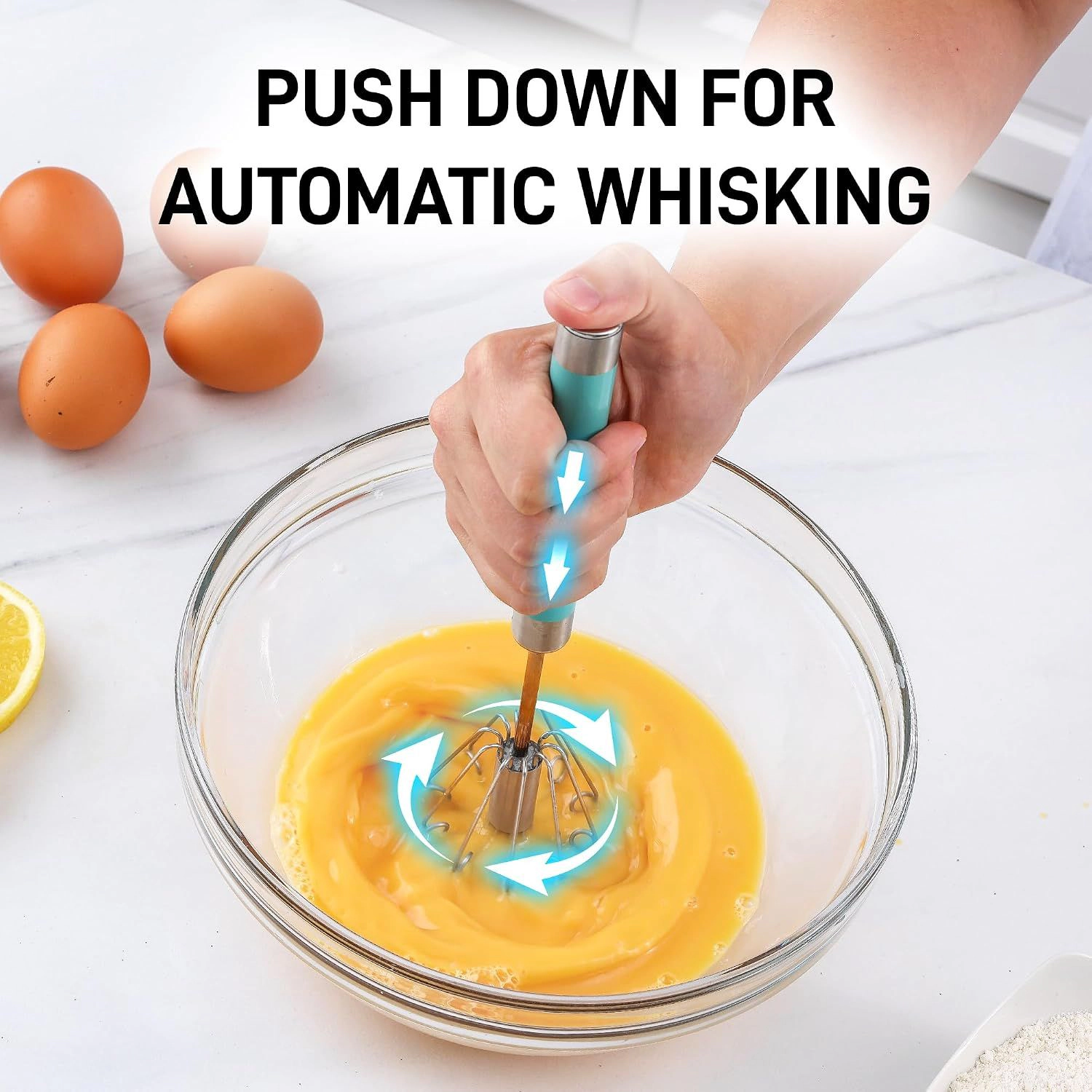 Zulay Kitchen Stainless Steel Rotary Whisk