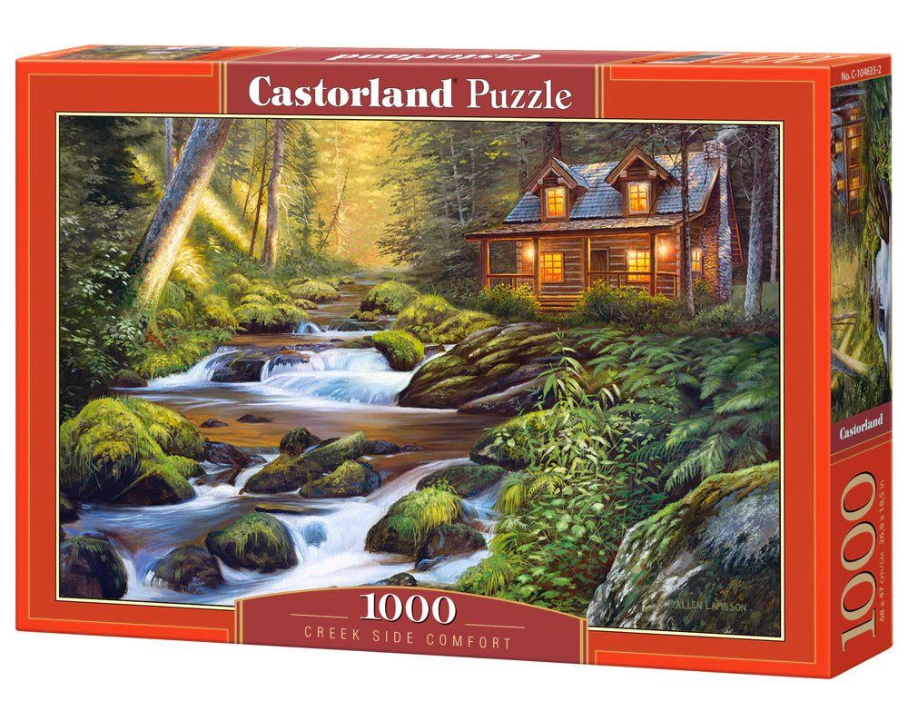 CASTORLAND 1000 Piece Jigsaw Puzzles, Creek Side Comfort, Cozy forest cottage, Forrest cabin, Adult Puzzle, C-104635-2