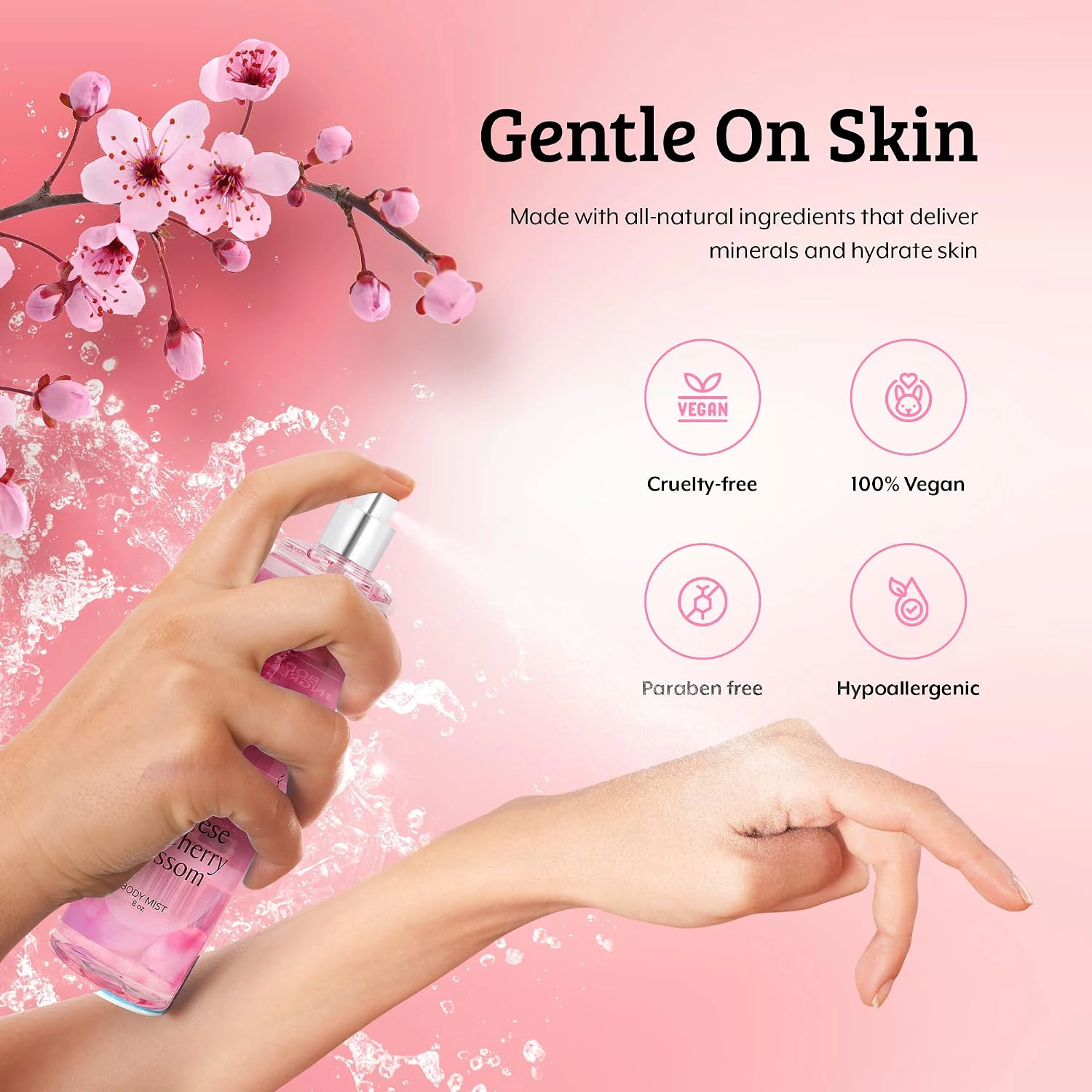 Freida and Joe Women Japanese Cherry Blossom Fragrance Body Mist in 8oz Spray Bottle