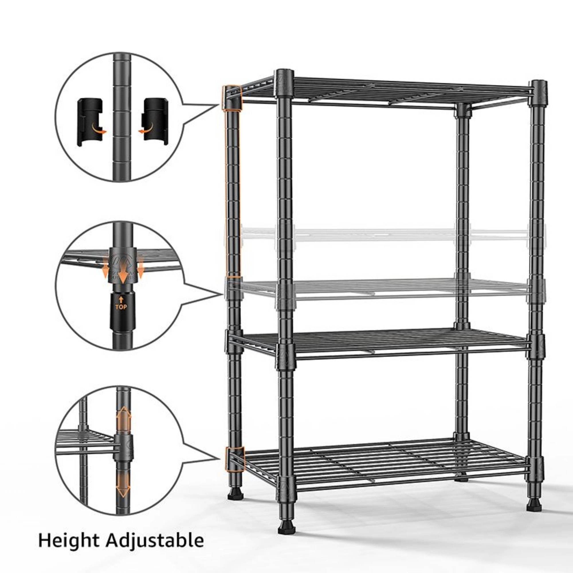 Flynama 3 Tier Utility Wire Shelving 450 lbs Steel Organizer Rack for Home Kitchen and Office in Chrome