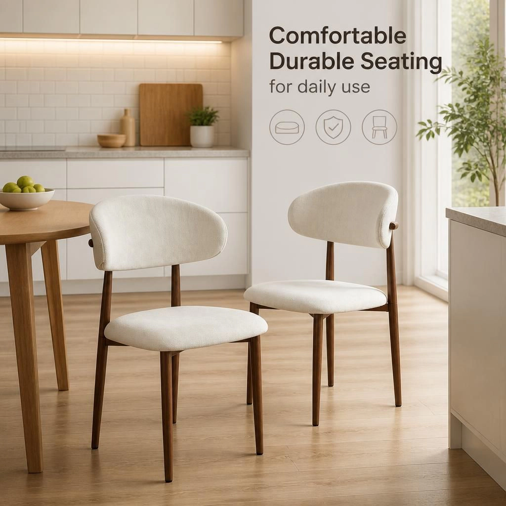GOODSILO Upholstered Cotton Linen Dining Chair