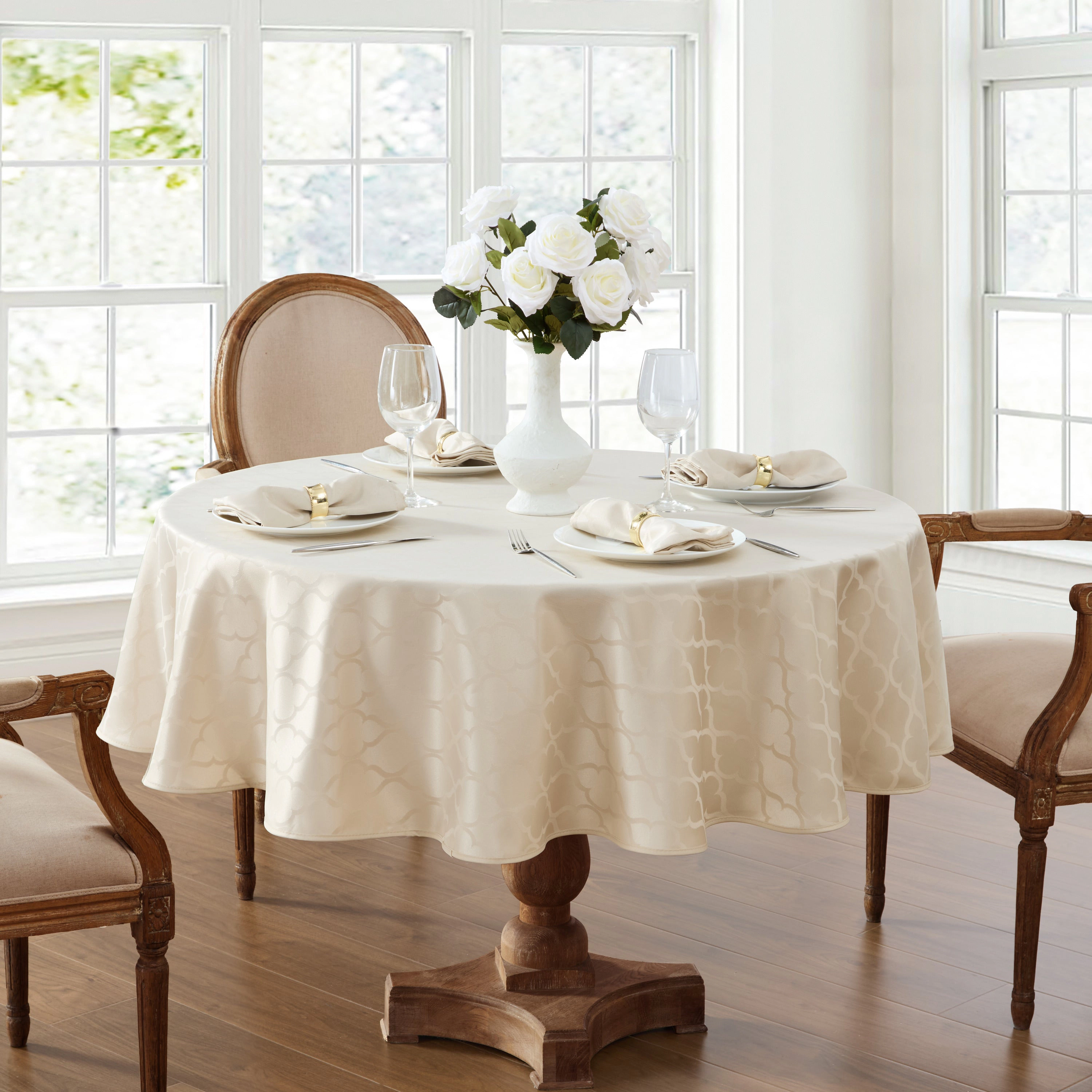 HLC.ME Modena Lattice Jacquard Fabric Water Resistant Dining Table Napkins - Set of 4