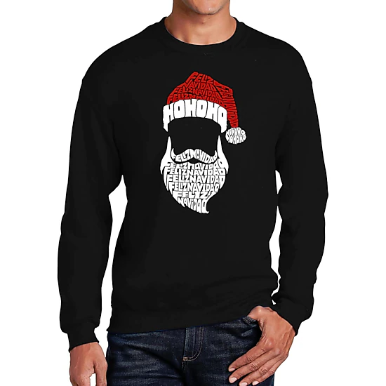 LA Pop Art Feliz Navidad Santa Claus - Men's Word Art Crew Sweatshirt