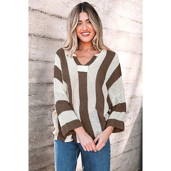 Threaded Pear Women's Holland Colorblock Bracelet Sleeve Sweater
