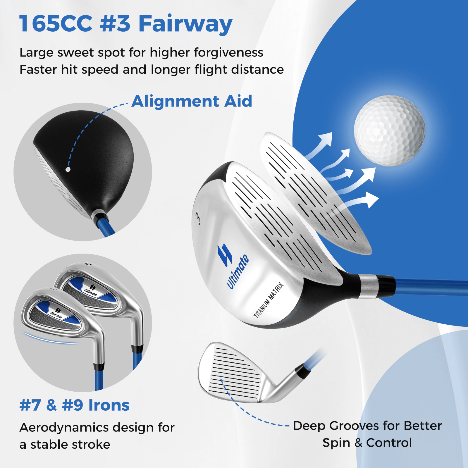 LJG Junior Complete Golf Club Set for Age 8 to 10