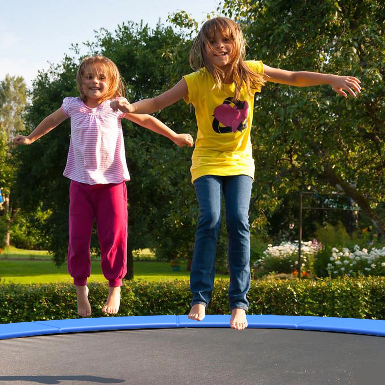14-ft Universal Trampoline Safety Pad Spring Cover 12-in Width 0.6-in EPE Foam Elastic Straps Waterproof Blue