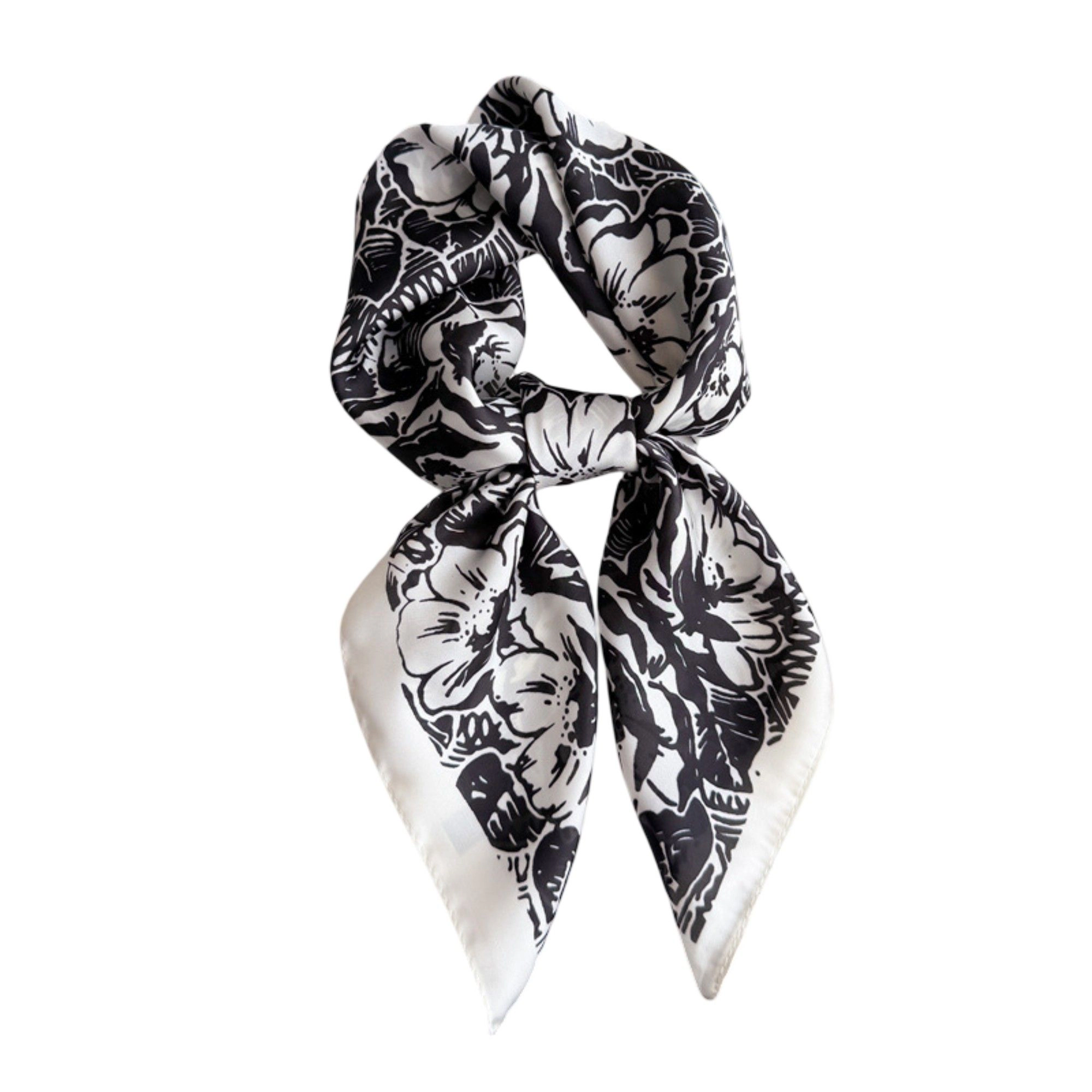 Anna-Kaci Floral Print Satin Square Scarf Lightweight Soft Neck Hair Accessory 27.5×27.5 Inches