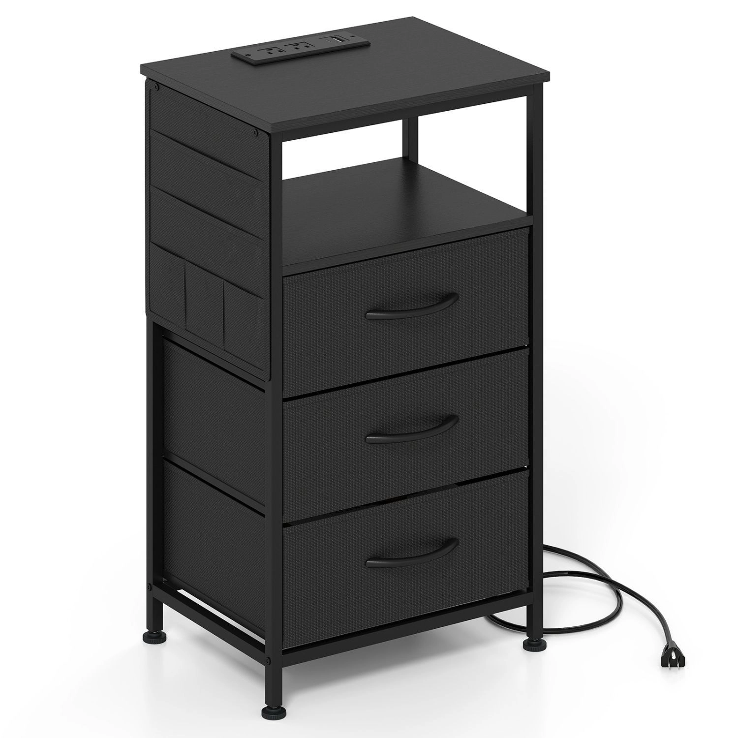 SlickBlue Bedside Table with 3 Drawers, USB & Type-C Charging