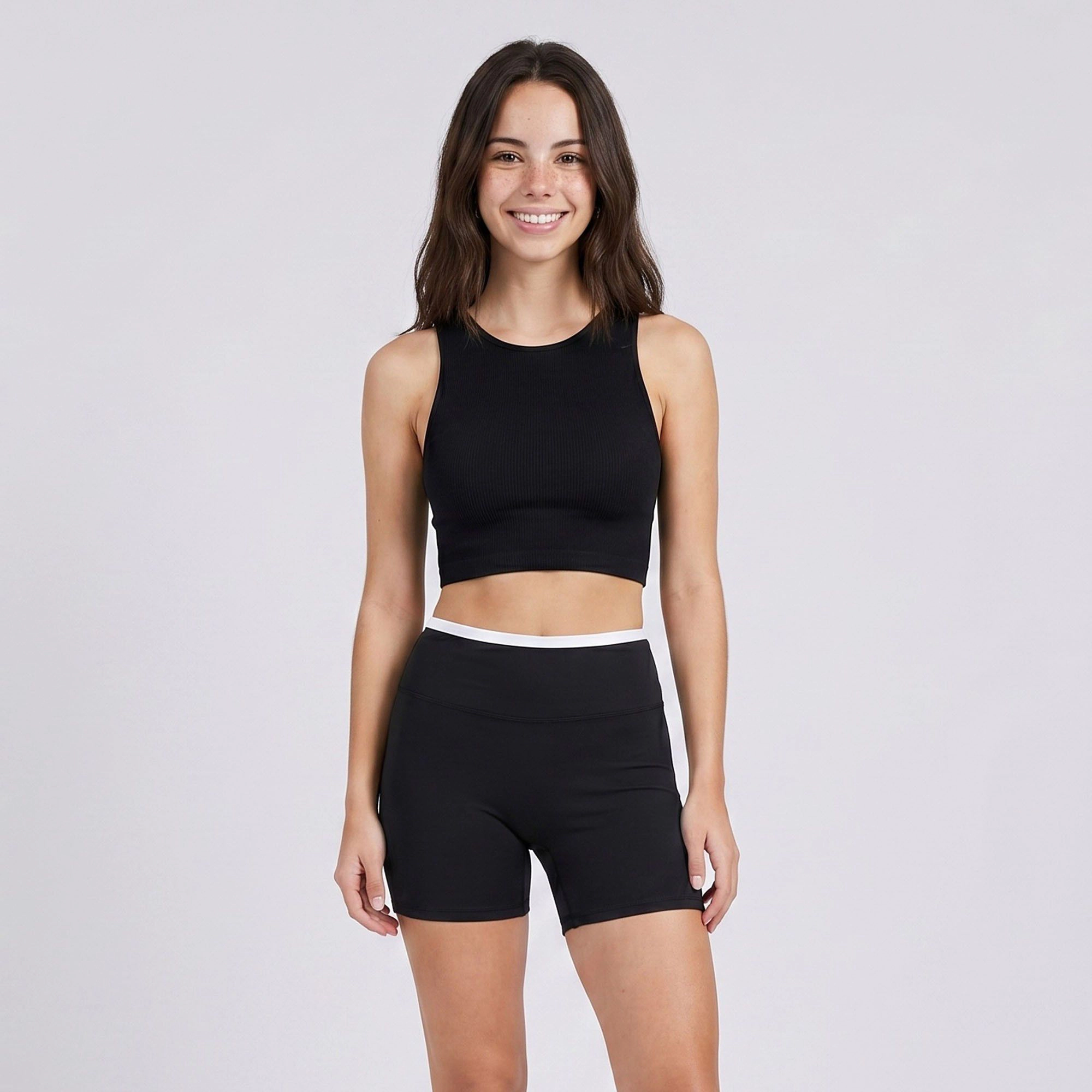 Anna-Kaci Women's High Waist Biker Shorts with Wide Waistband Mid Thigh Length Smooth Stretch Fit