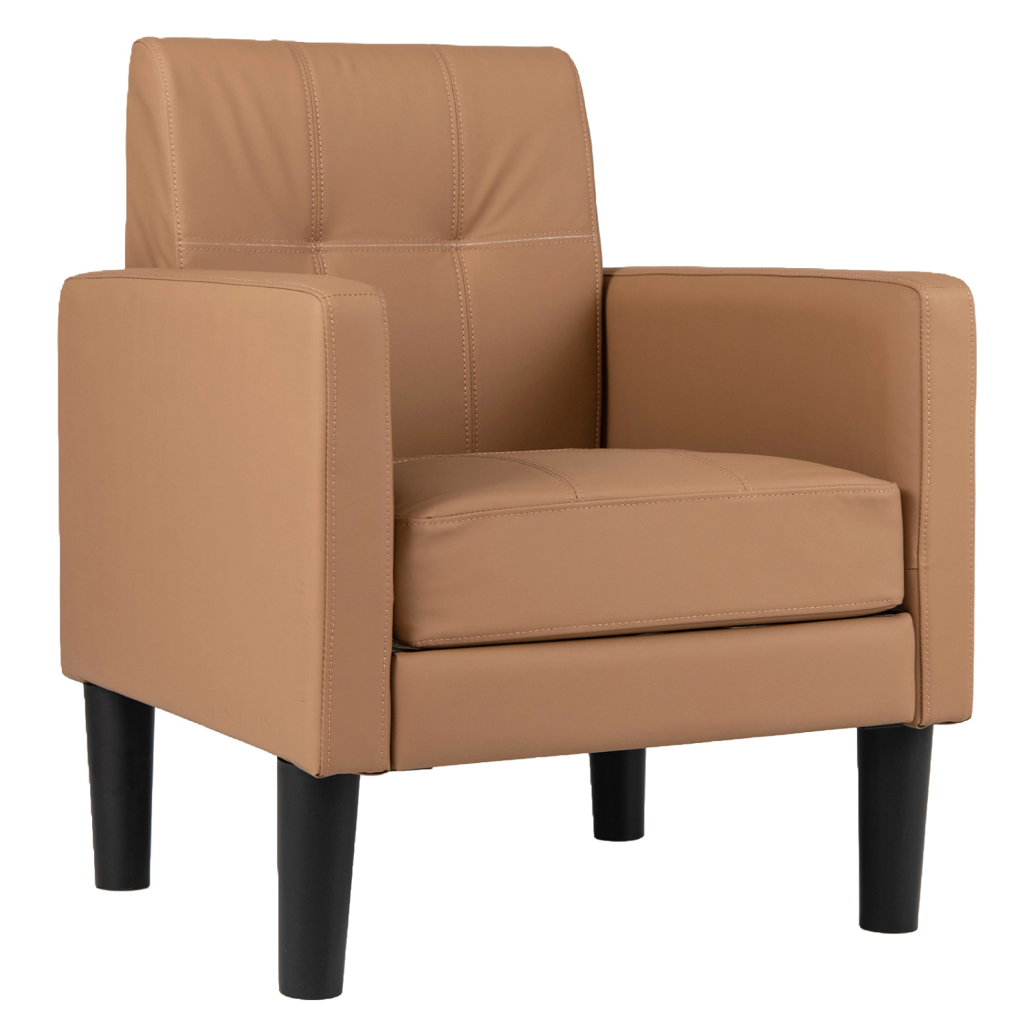 LJG PU Leather Modern Accent Chair with Removable Seat Cushion