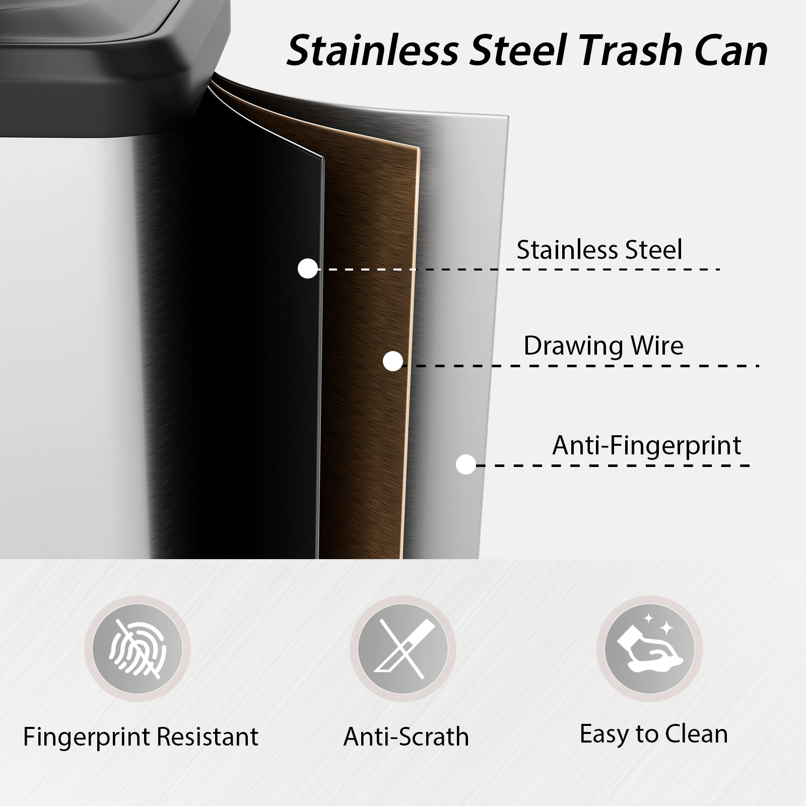 Hivvago 13.2 Gallon Step Trash Can with Soft Close Lid and Deodorizer Compartment