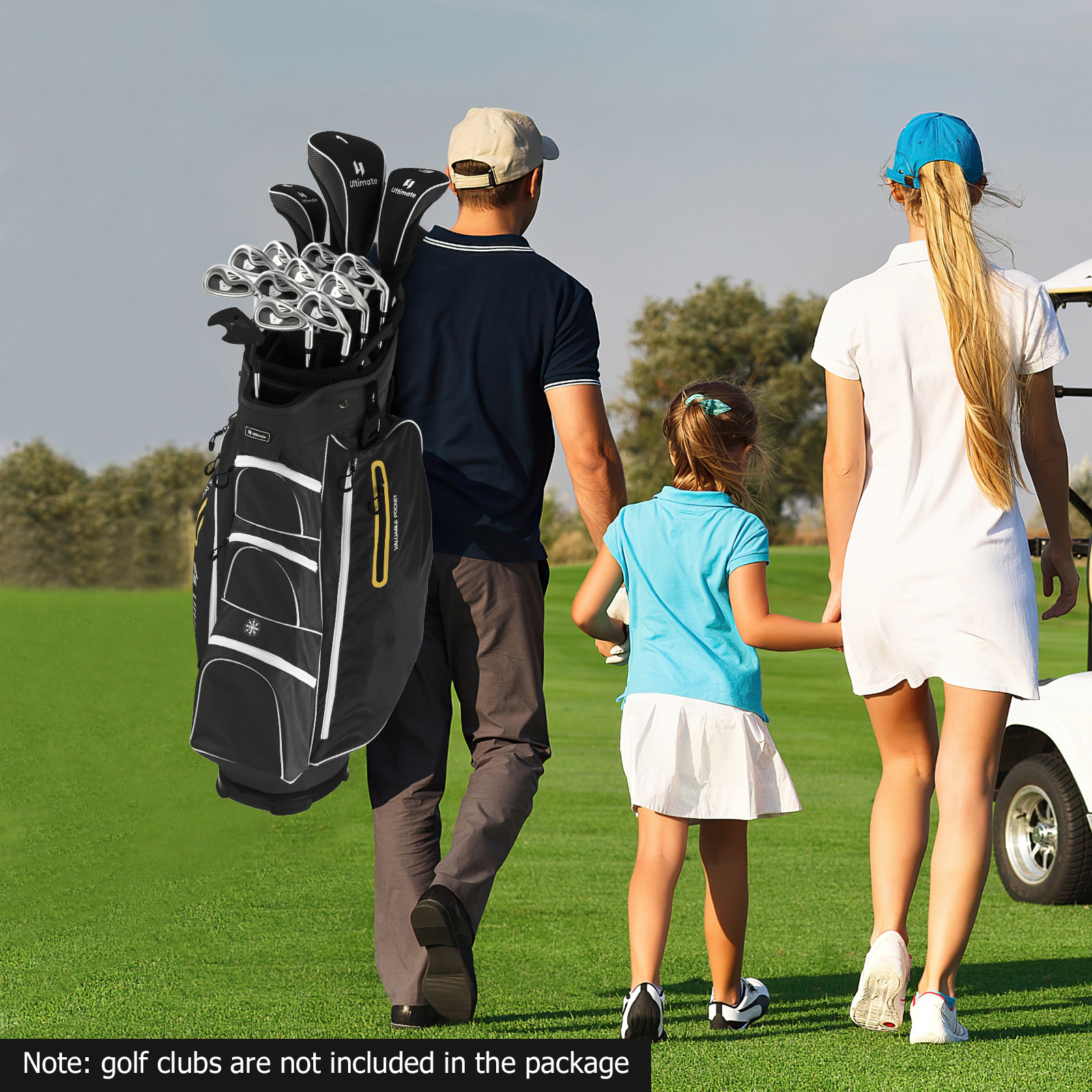 SUGIFT Black 15-Way Top Dividers and Rain Hood 9.5-in Lightweight Golf Cart Bag