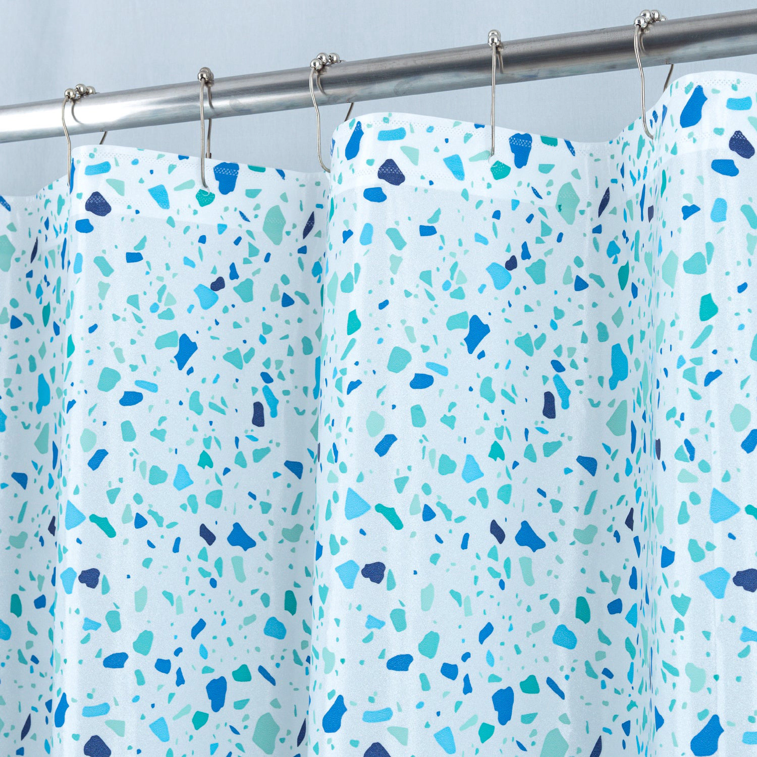 RT Designers Collection 90GSM Peva Glit Printed Terrazzo Shower Curtain 70" x 72" Blue