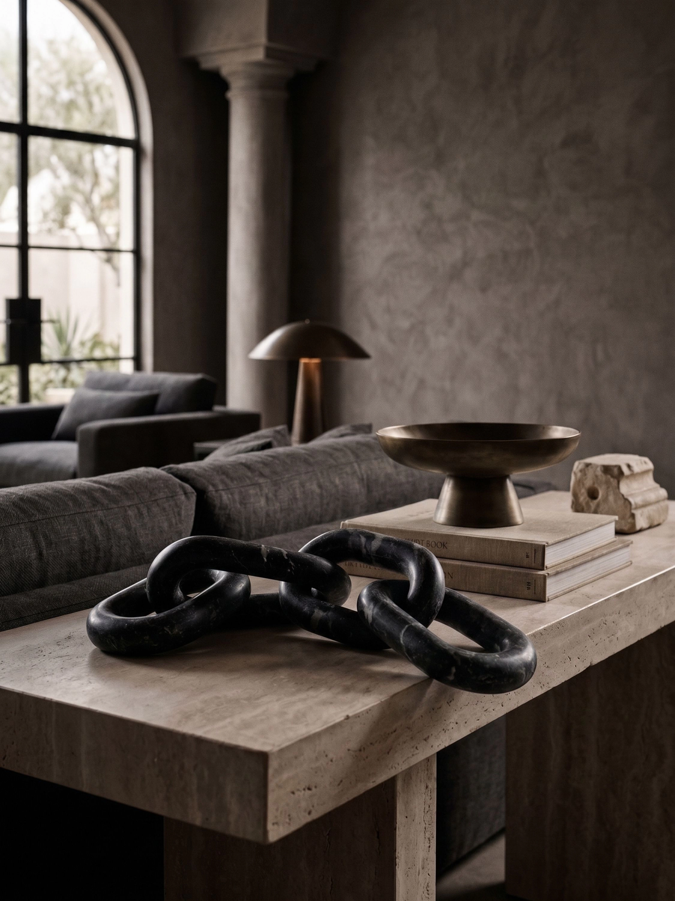 GAURI KOHLI Eternity Black Marble Links Decorative Chain