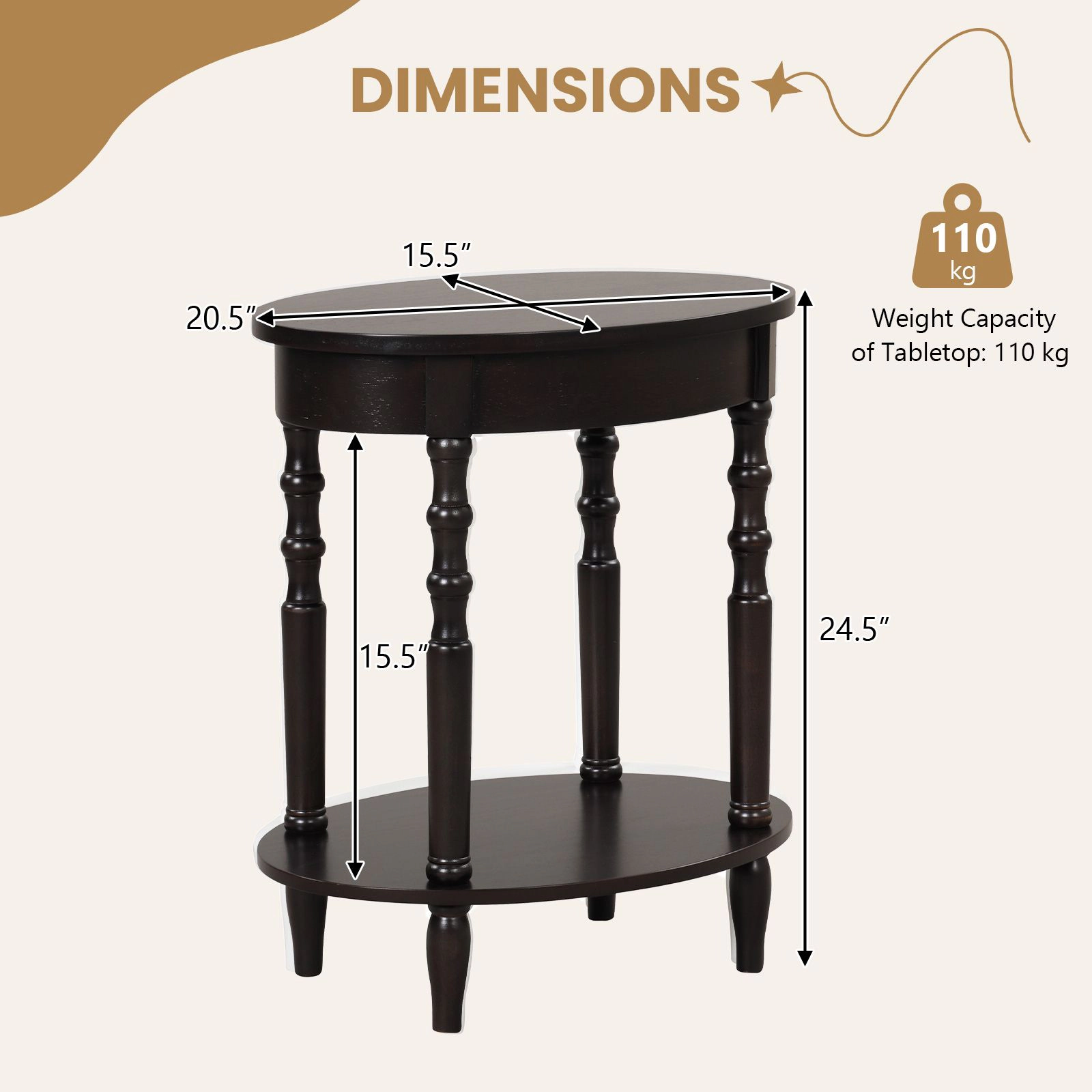 SlickBlue 2-Tier Side Table with Storage Shelf for Living Room