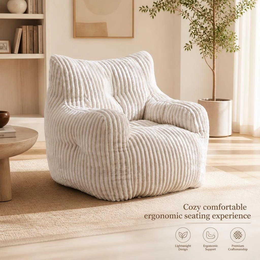 GOODSILO Soft Corduroy Relaxing Bean Bag Chair Lazy Sofa