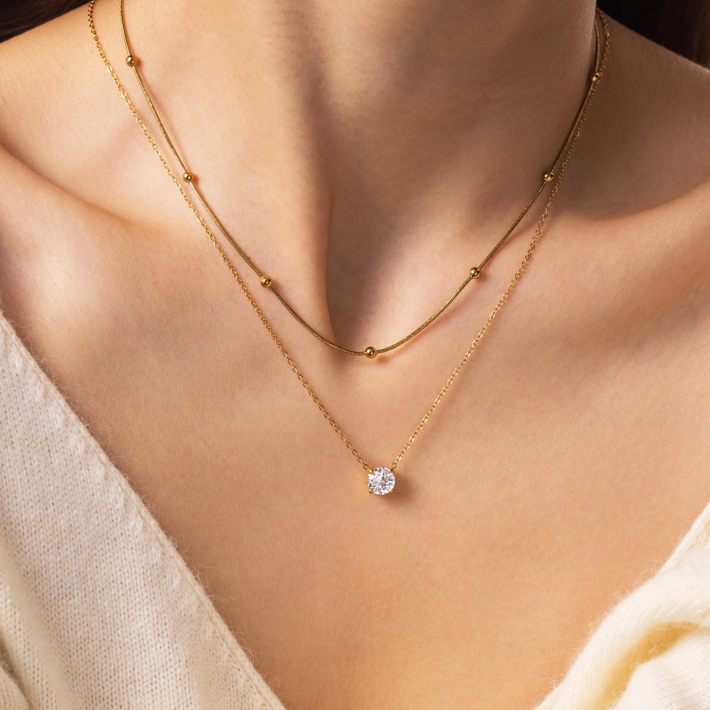 Mint & Lily Women's Layered Double Chain Necklace Set