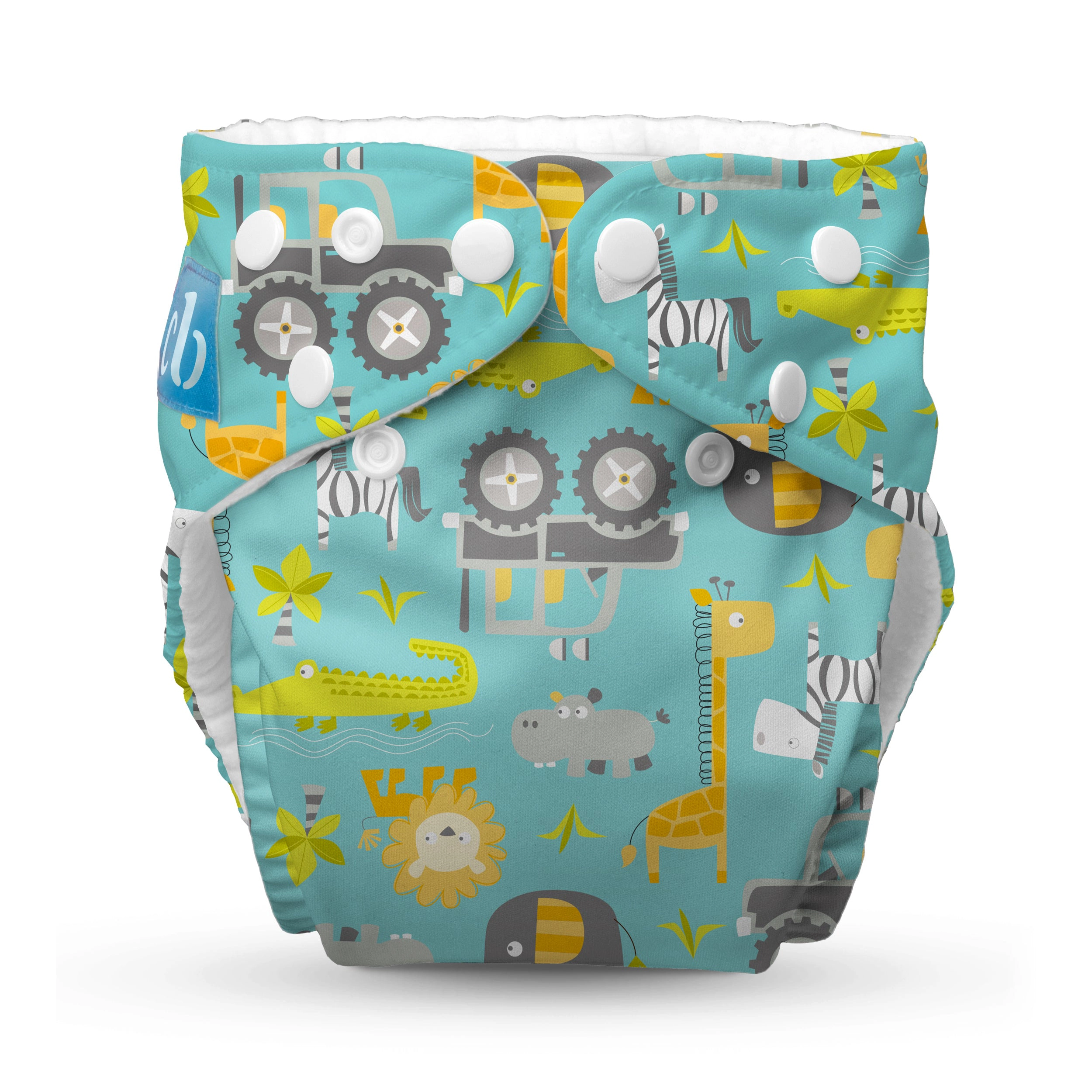 Charlie Banana One-Size Reusable Cloth Diaper with Fleece - Gone Safari, Includes Deluxe Insert