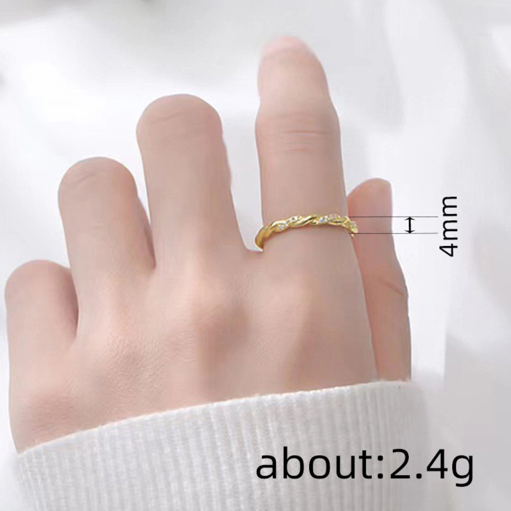 Simple Twisted Lines Zircon Ring For Women Exquisite Light Luxury Ring