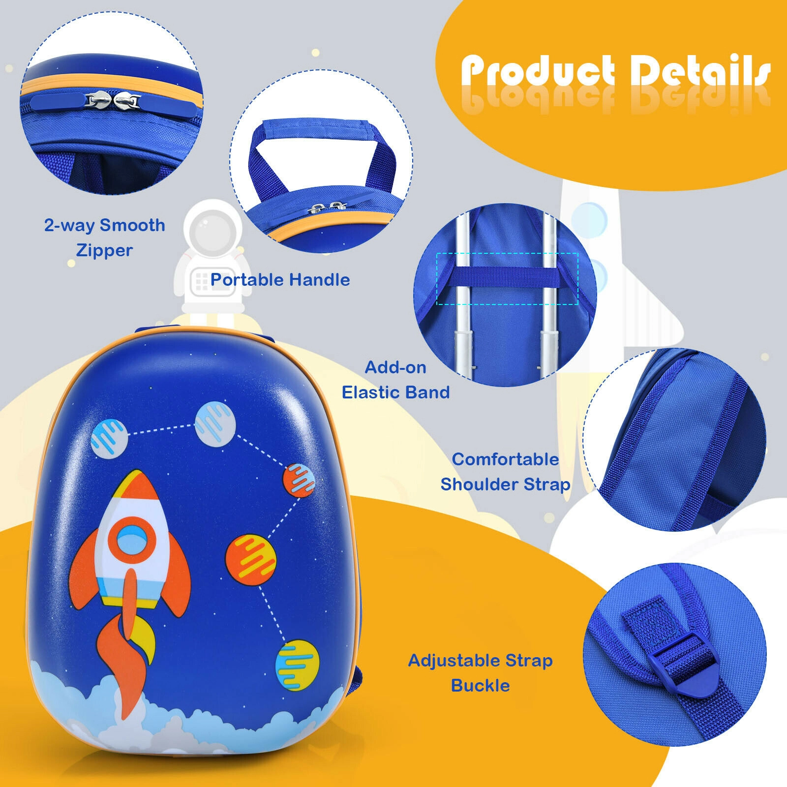 SUGIFT 2-Piece Kids Luggage Set with 360-Degree Wheels 13-in Backpack and Wipe-Clean Frosted Shell