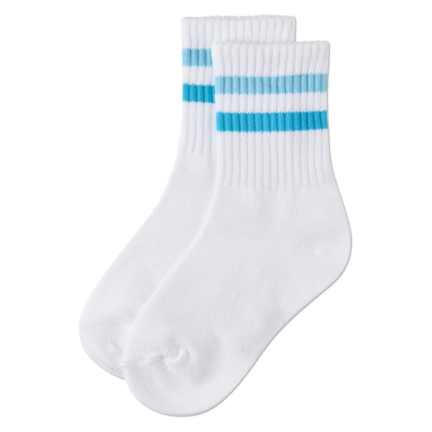 Memoi Kids Girls Ribbed Double-Stripe Cotton-Blend Varsity Crew Socks