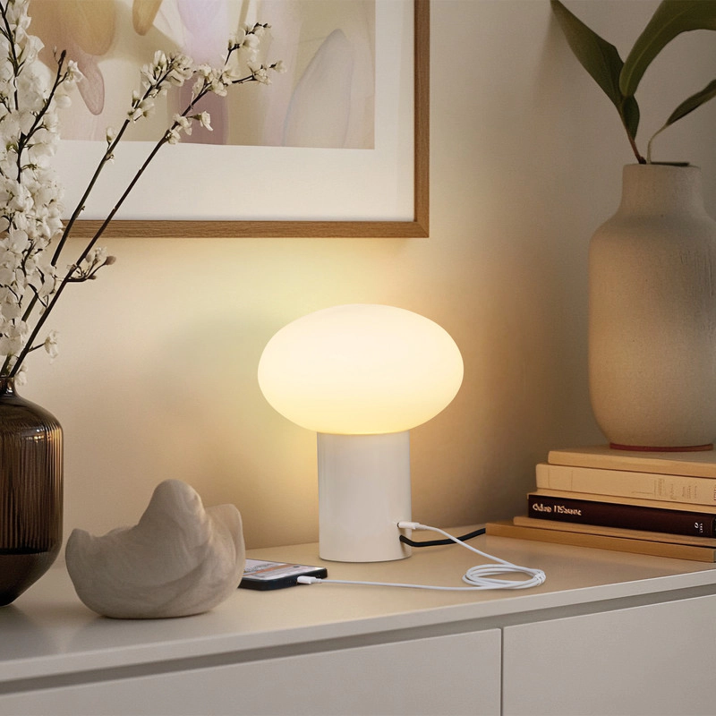 Brightech Ivy Glass Wood Desk Lamp