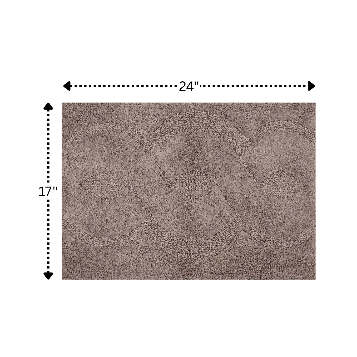 Perthshire Platinum Collection Sculptured Chain Design Anti-Skid Cotton Bath Rug 17" x 24" Stone