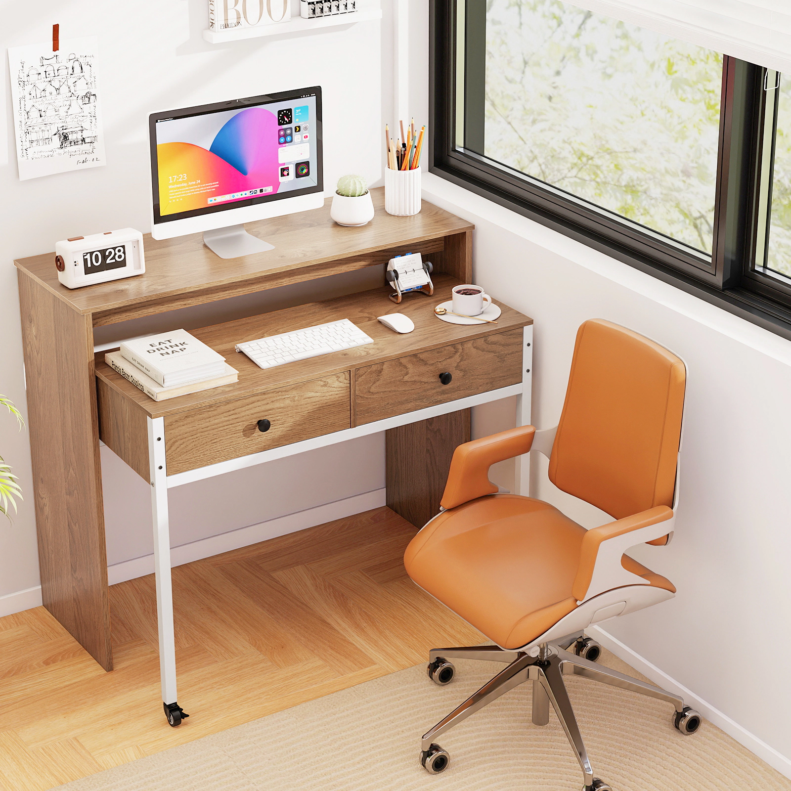 SlickBlue Multifunctional Study Desk with Expandable Work Surface for Home Office