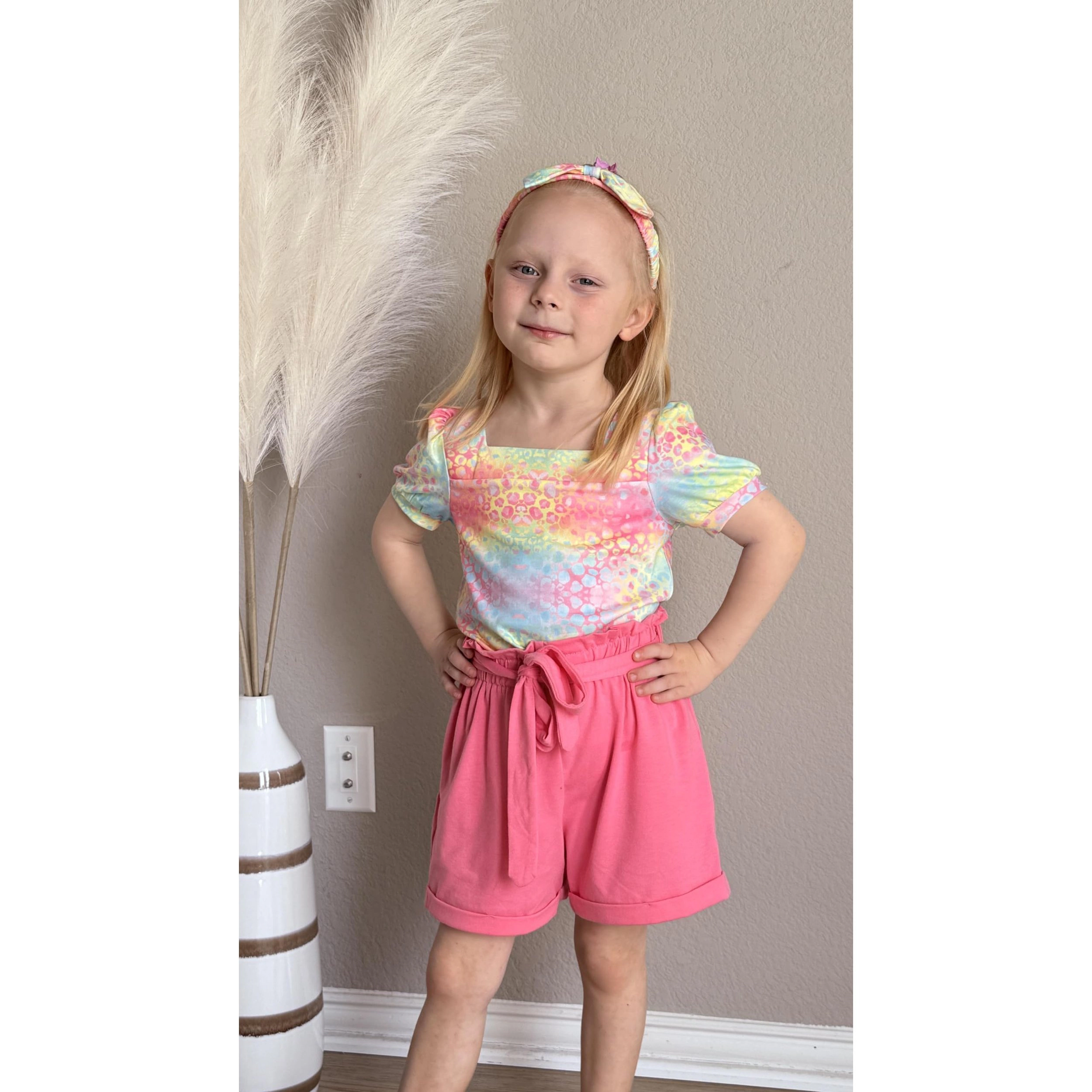 Arshiner Toddler Girls Piece Outfit Set Puff Sleeve Square Neck Top With Shorts And Matching