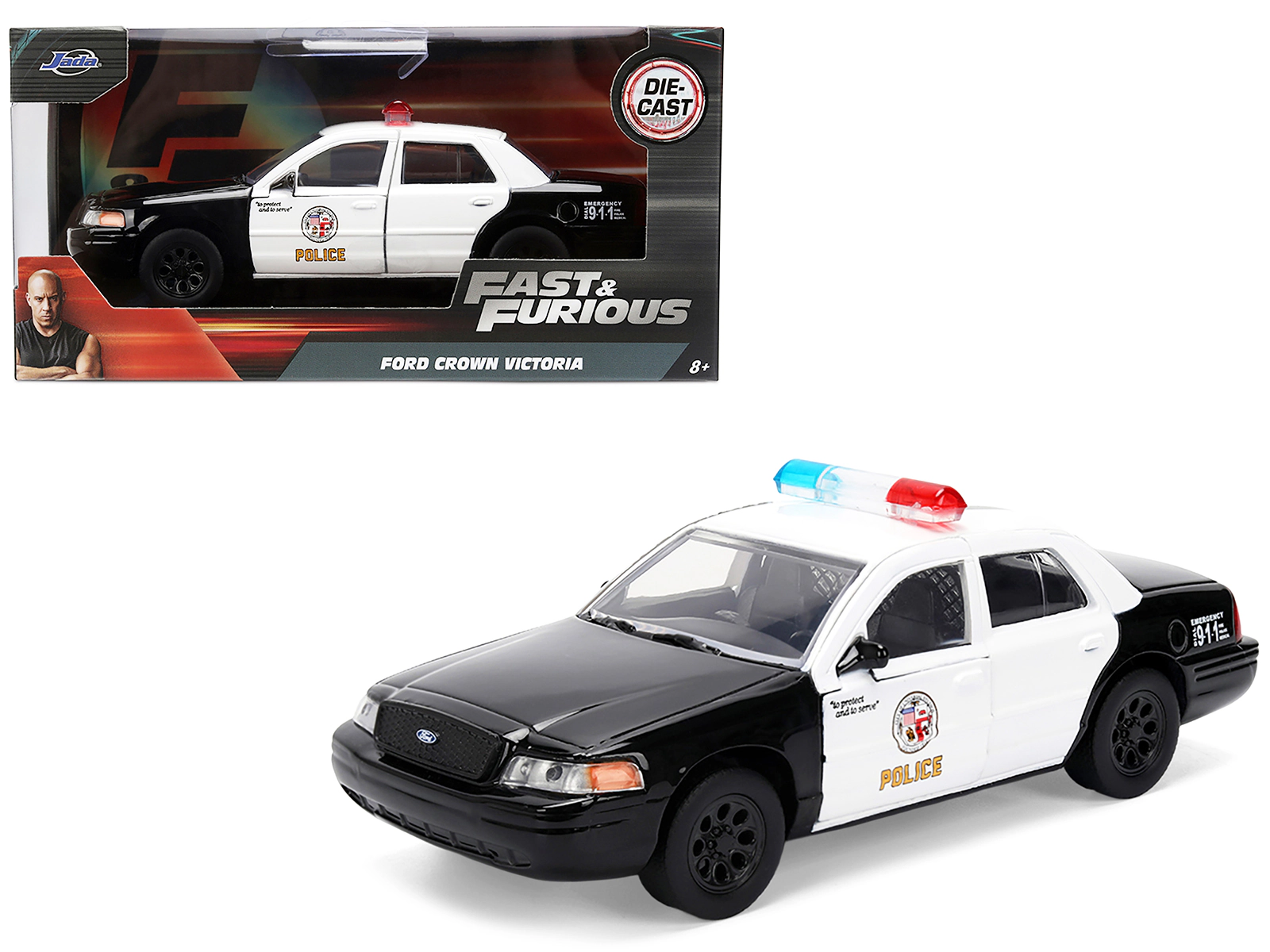 Jada Ford Crown Victoria "LAPD (Los Angeles Police Department) Black and White "The Fast and the Furious"