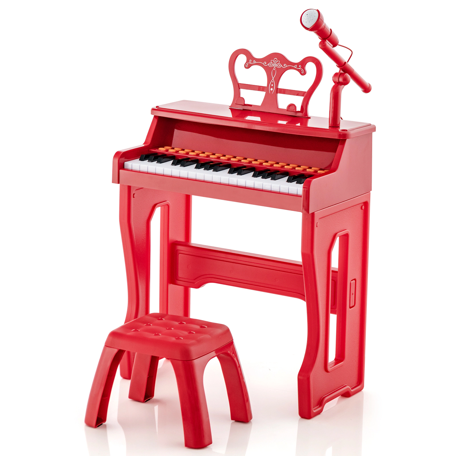 SUGIFT 37-Key Kids Piano Keyboard with Microphone and Detachable Music Stand Ages 3+ Red