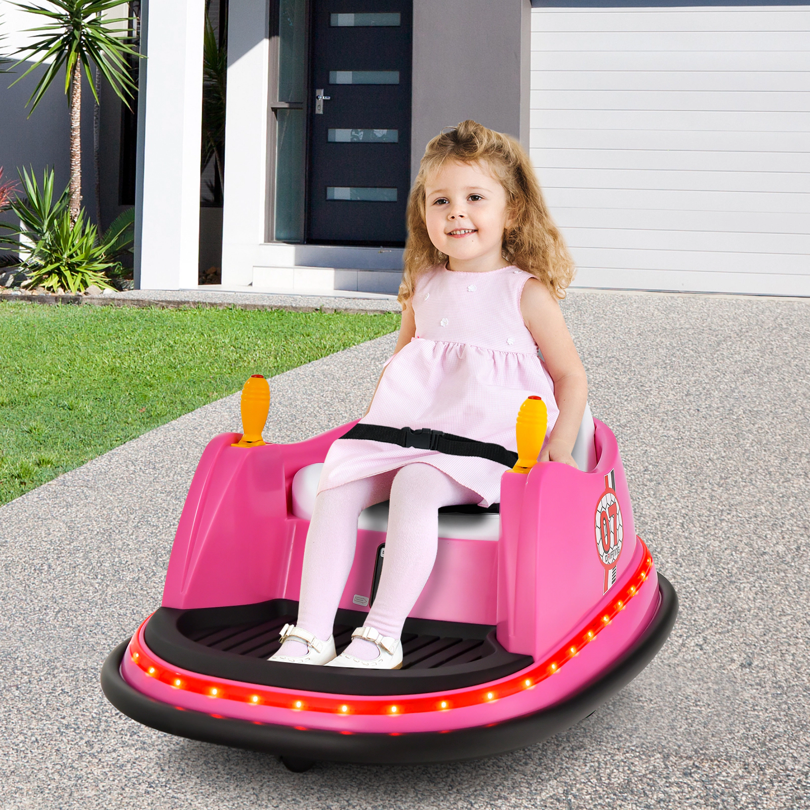 12V Kids Bumper Car with Dual Joysticks Flashing Lights and 360-Degree Swivel Wheels for Ages 2-5 Toddler Ride On Toy