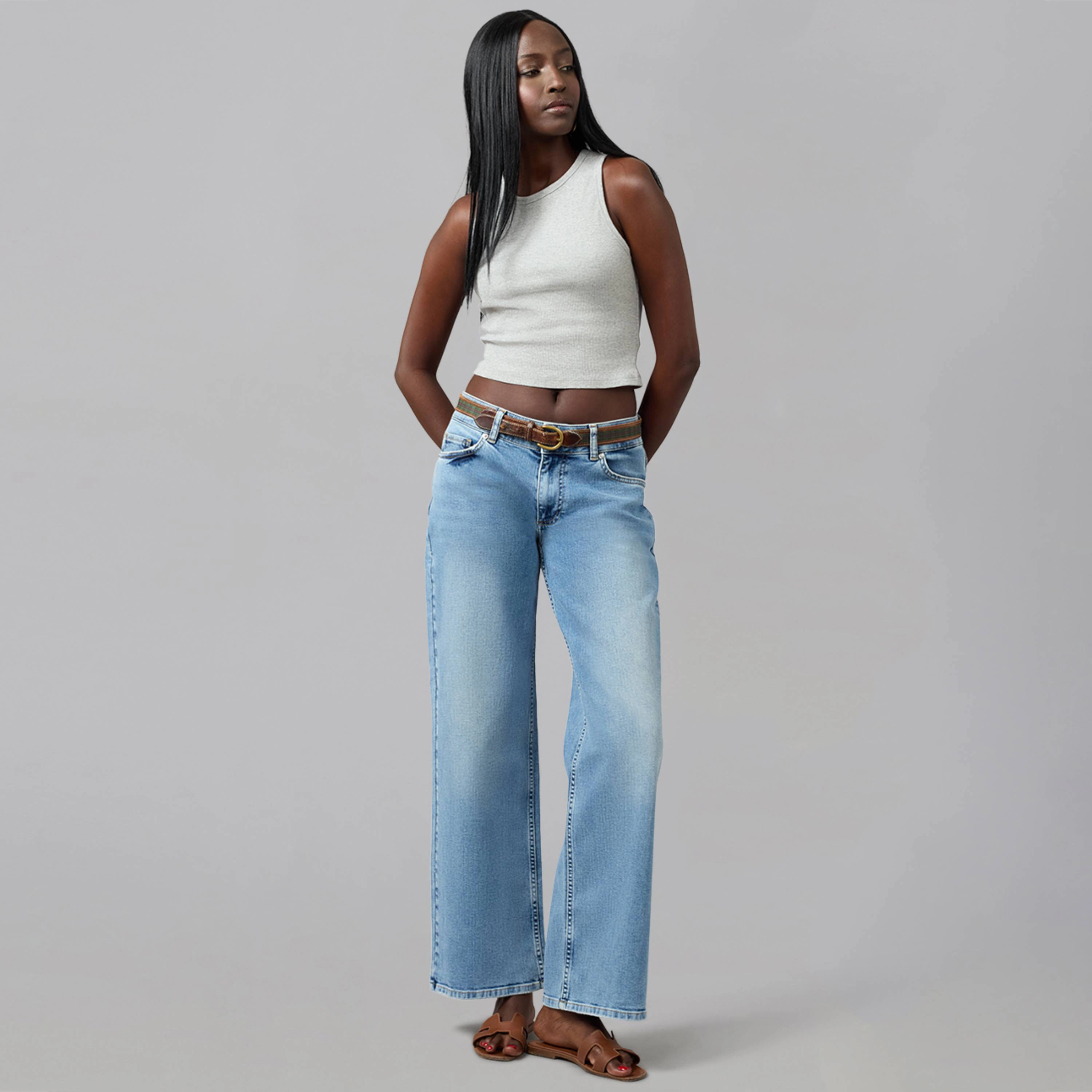 Lola Denim Womens Miro Mid Rise Comfort Straight Jeans