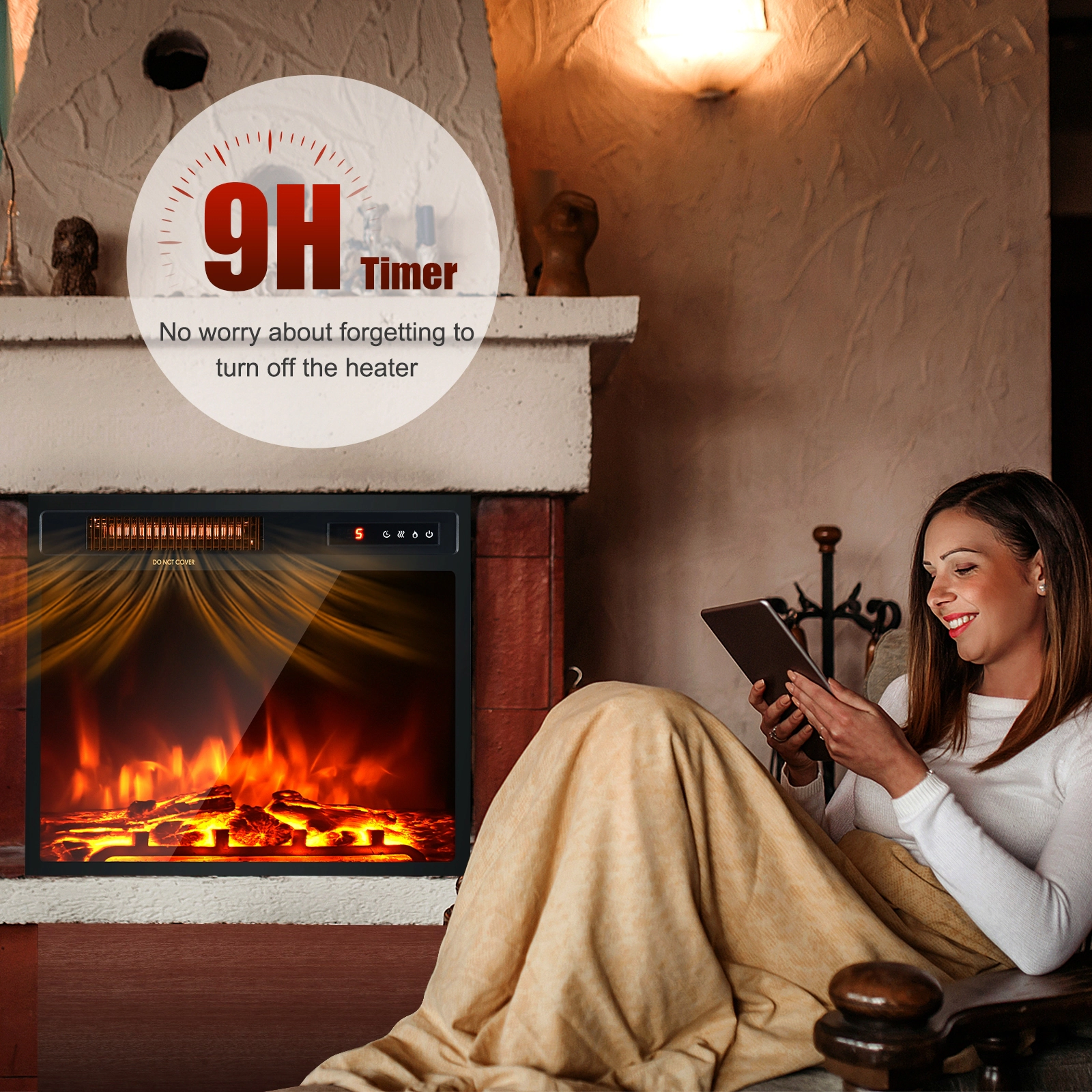 SlickBlue 18-Inch Electric Fireplace Heater with Remote Control