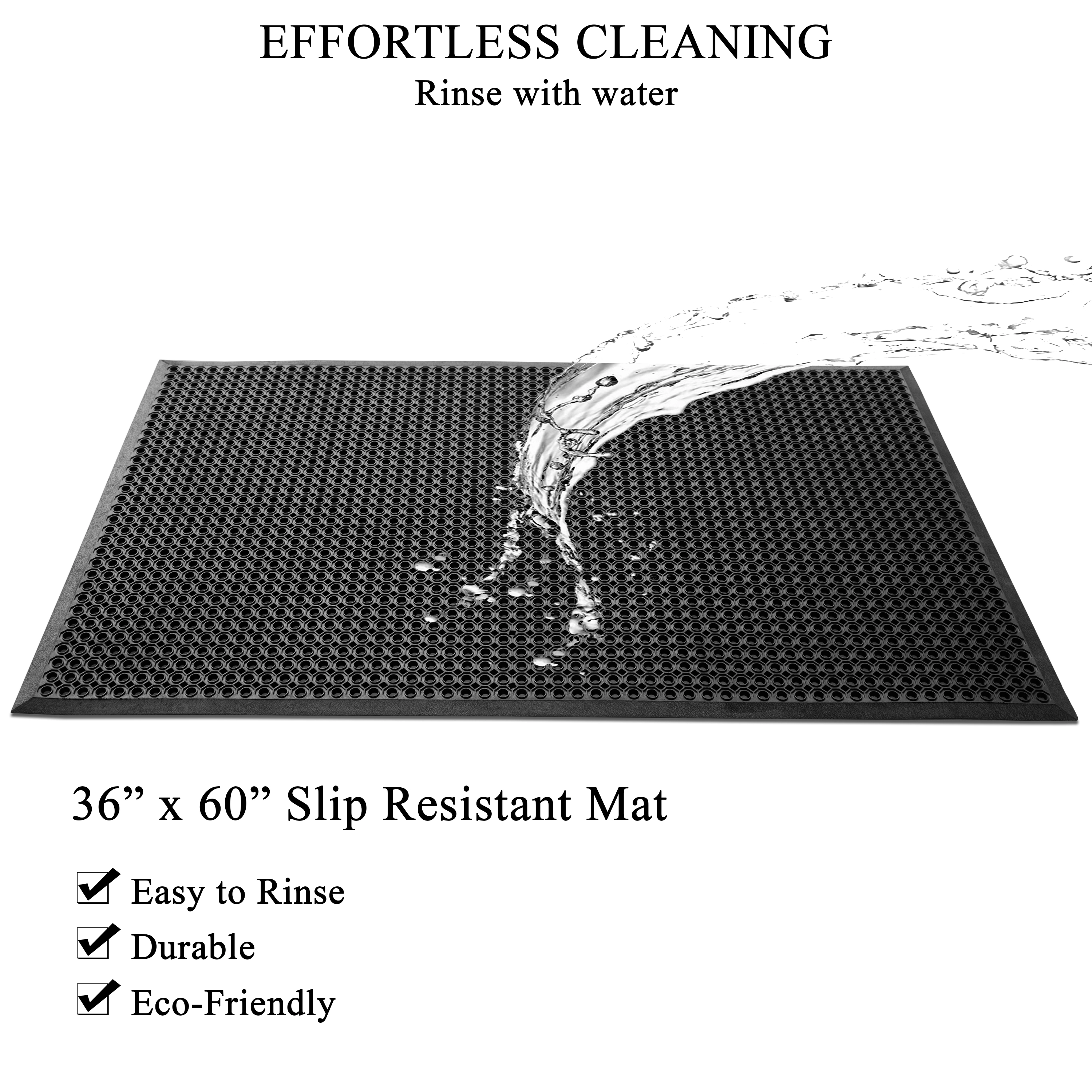A1 Home Collections Heavy Duty Anti-Fatigue Rubber Floor Mat, Non-Slip Drainage Mat, 36 x 60 Inch