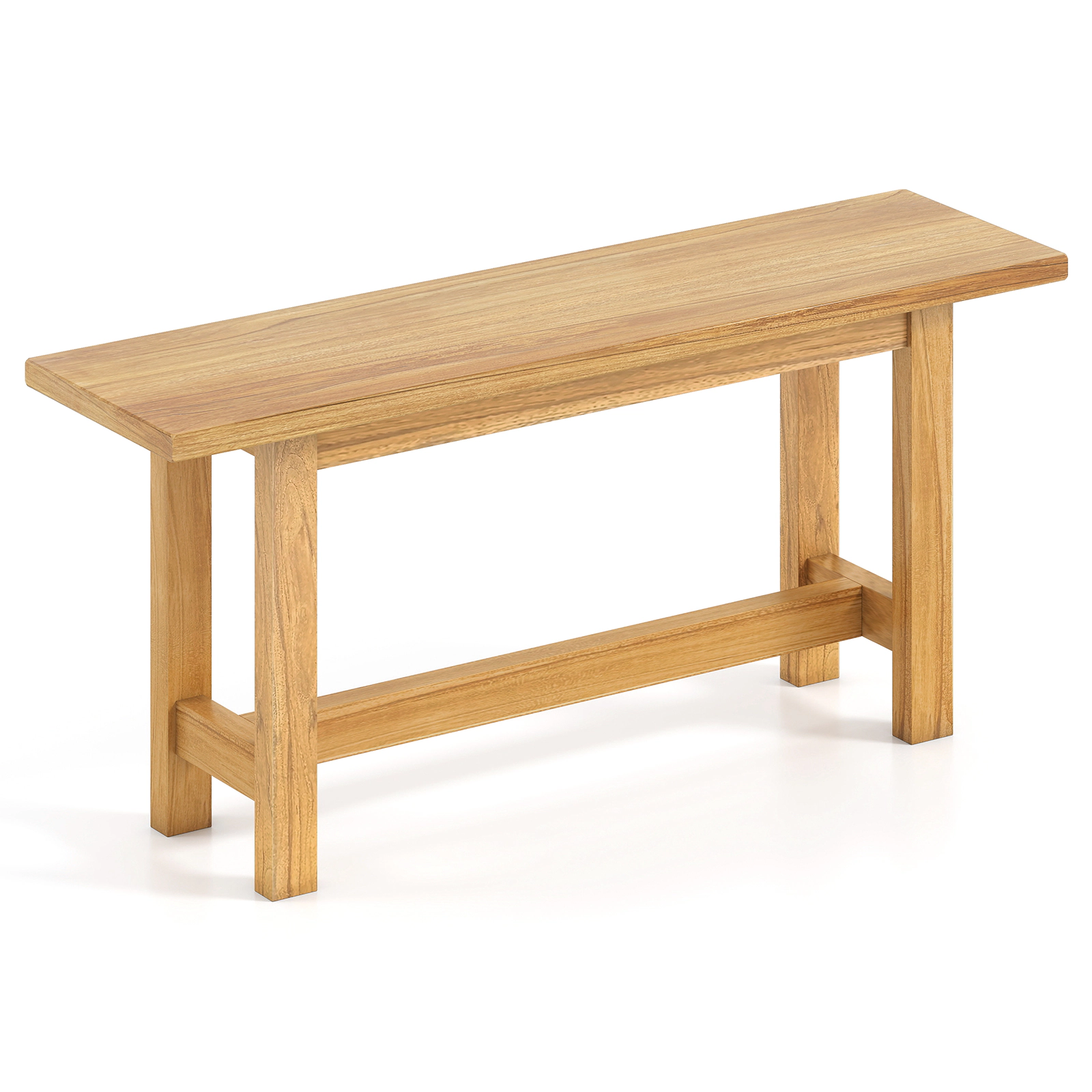SUGIFT 40 in Outdoor Teak Wood Bench Natural Backless Bench for Porch and Poolside
