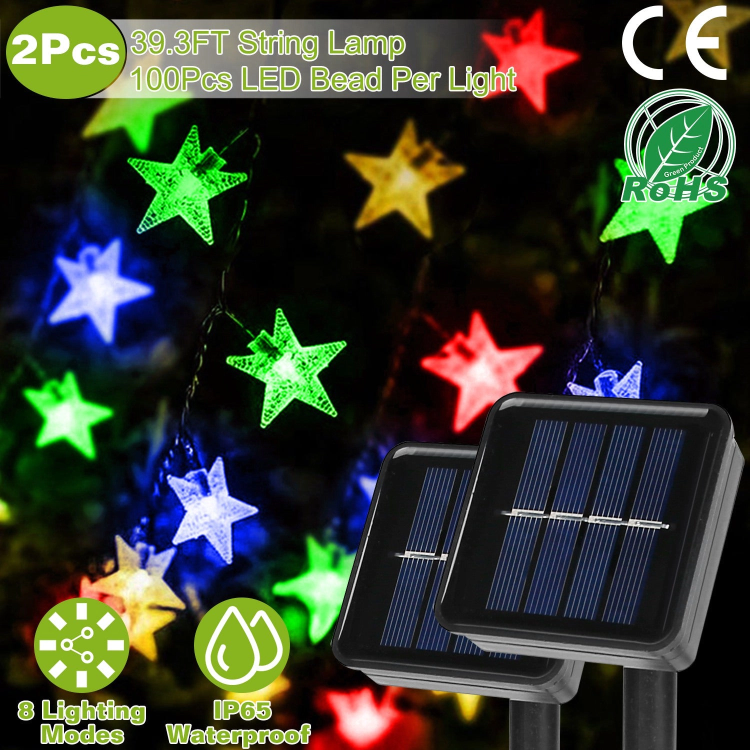 GBruno Solar Star String Lights 39.3FT 100LED