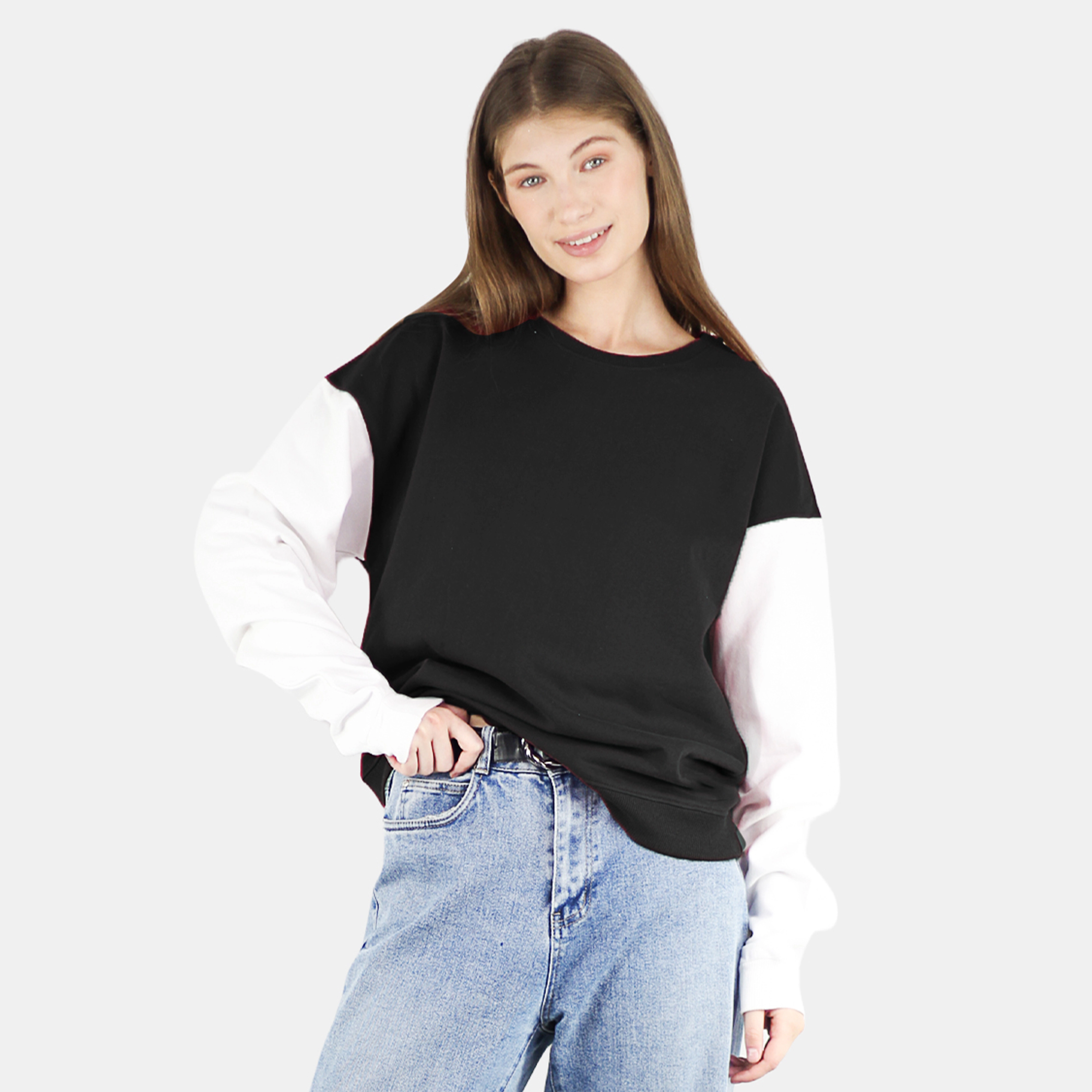 Artyska Women's Colorblock Pattern Oversized Pullover Sweatshirt