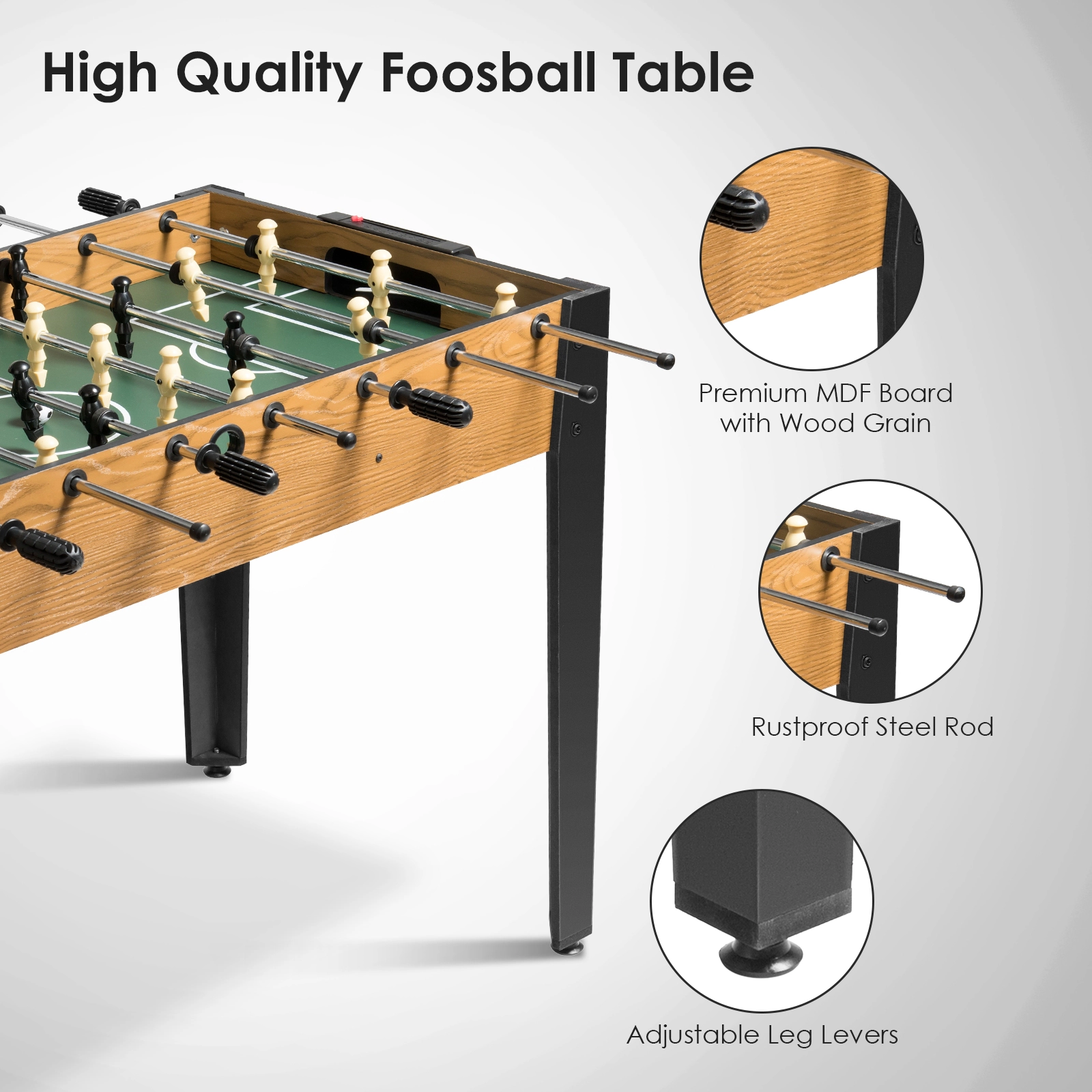 SUGIFT 48-in Competition Sized Home Recreation Wooden Foosball Table for Kids and Adults Brown