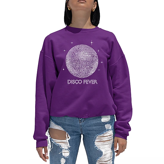 LA Pop Art Disco Ball - Women's Word Art Crewneck Sweatshirt