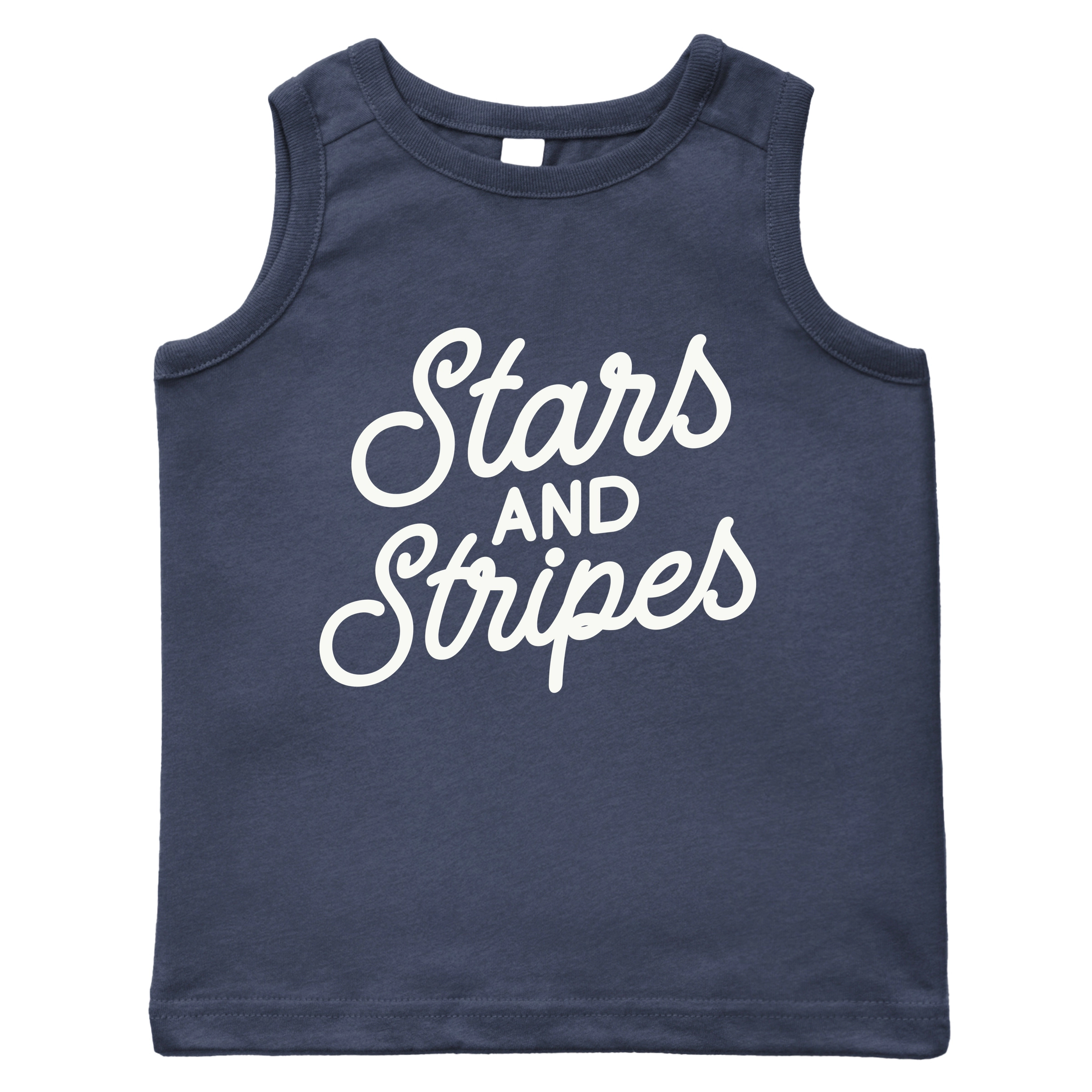 The Juniper Shop - Stars and Stripes Slanted Cursive Puff Print Toddler Graphic Tank